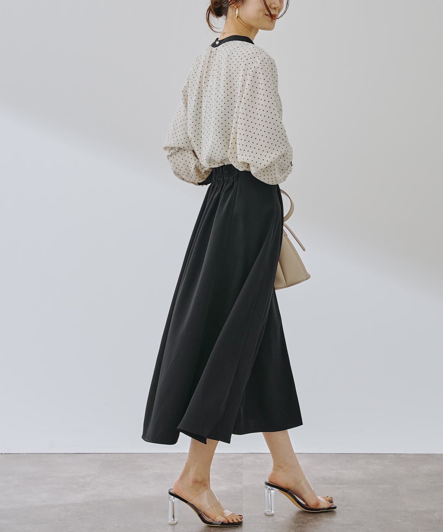 prose verse(プロズヴェール) 【バックウエストゴム仕様】サイドプリーツ切り替えスカート