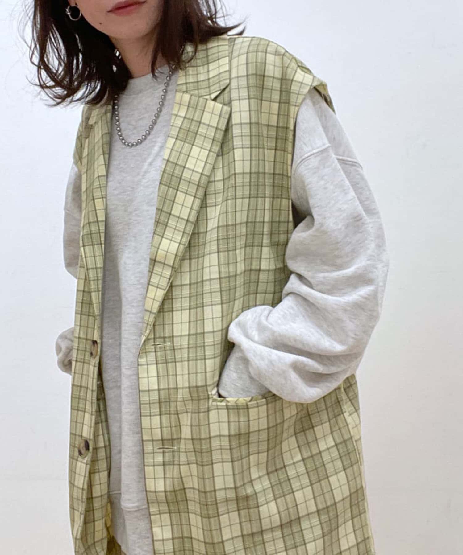 NICE CLAUP / OLIVE des OLIVE OUTLET(ナイスクラップ  / オリーブ デ オリーブ アウトレット) チェックテーラードベスト