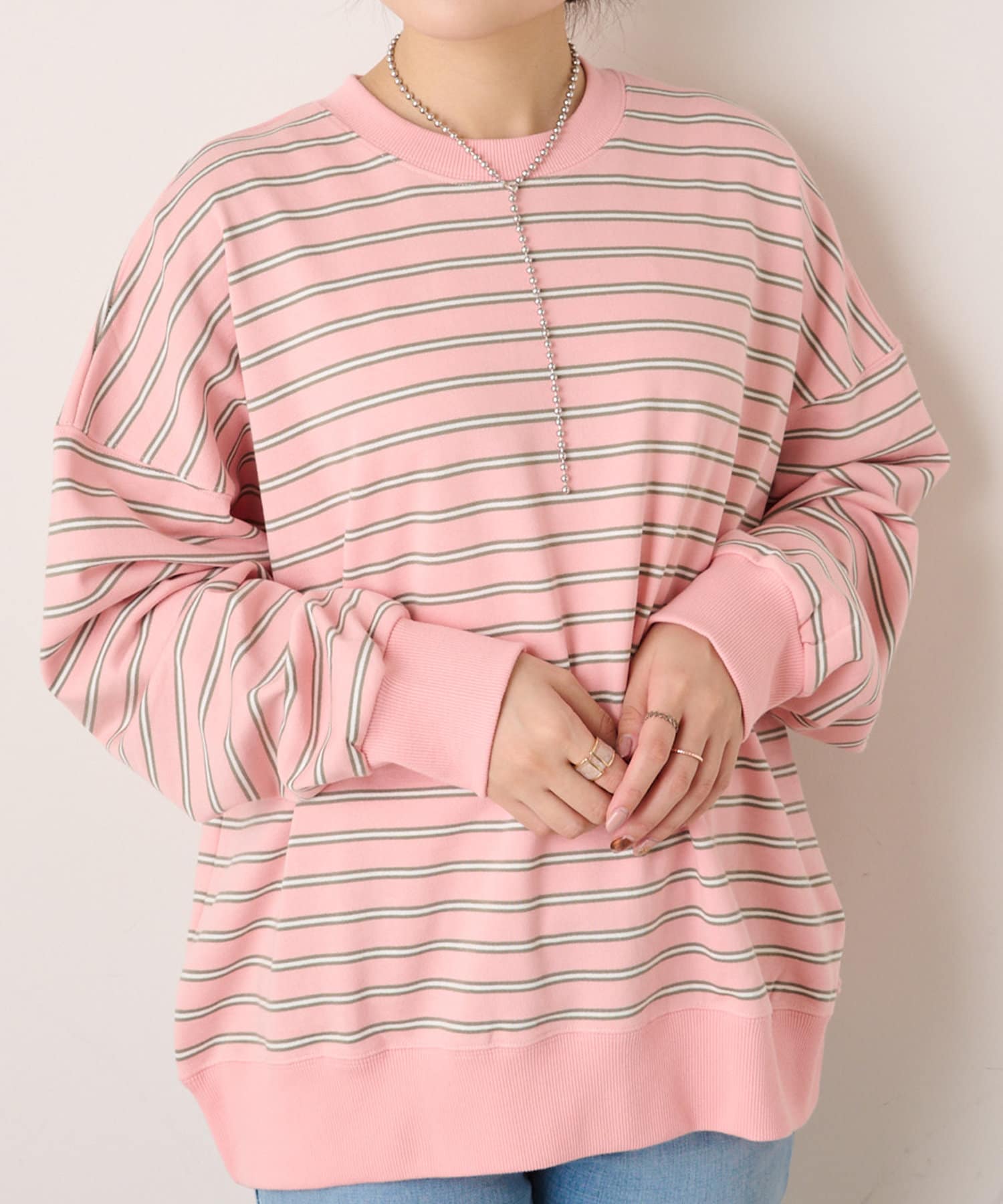 NICE CLAUP / OLIVE des OLIVE OUTLET(ナイスクラップ  / オリーブ デ オリーブ アウトレット) 【WEB限定】ボーダー裏毛プルオーバー