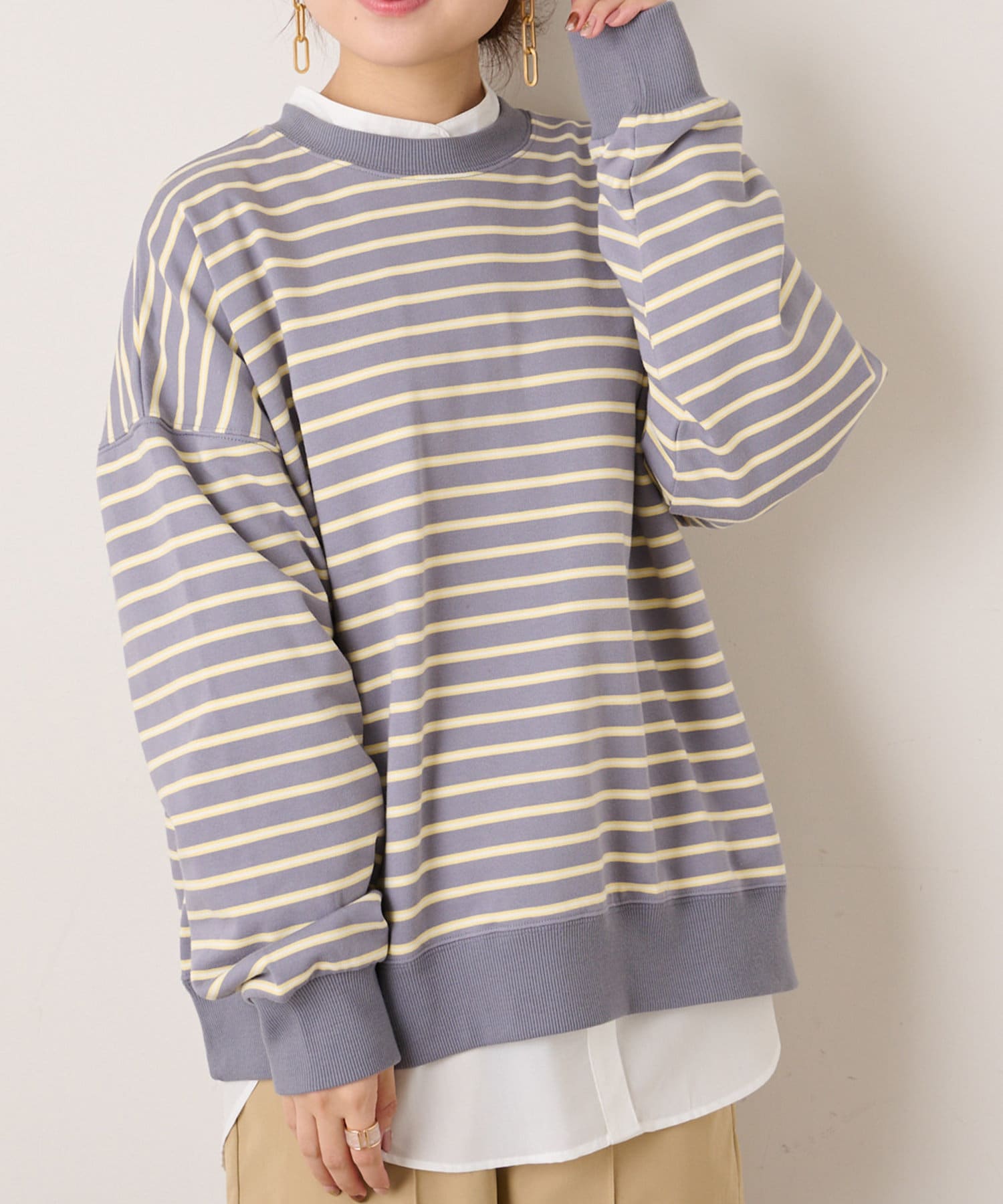 NICE CLAUP / OLIVE des OLIVE OUTLET(ナイスクラップ  / オリーブ デ オリーブ アウトレット) 【WEB限定】ボーダー裏毛プルオーバー