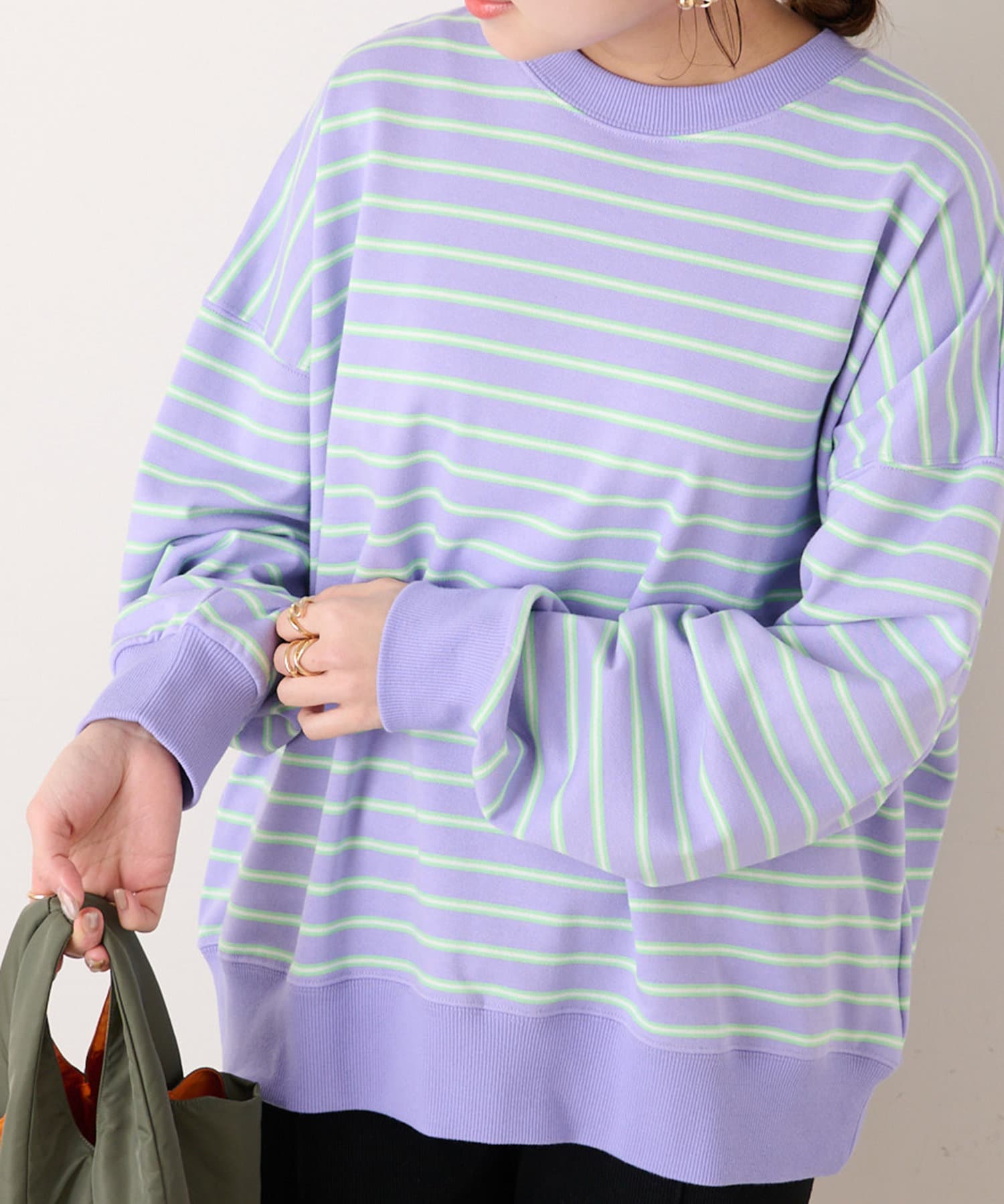 NICE CLAUP / OLIVE des OLIVE OUTLET(ナイスクラップ  / オリーブ デ オリーブ アウトレット) 【WEB限定】ボーダー裏毛プルオーバー