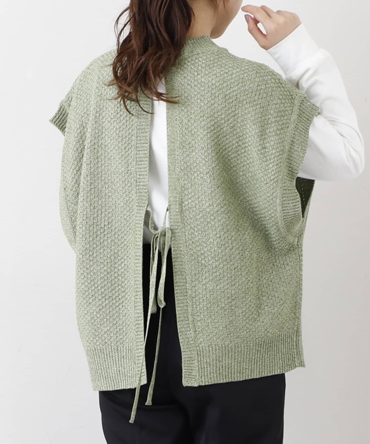 NICE CLAUP / OLIVE des OLIVE OUTLET(ナイスクラップ  / オリーブ デ オリーブ アウトレット) 鹿の子柄バックスリットベスト