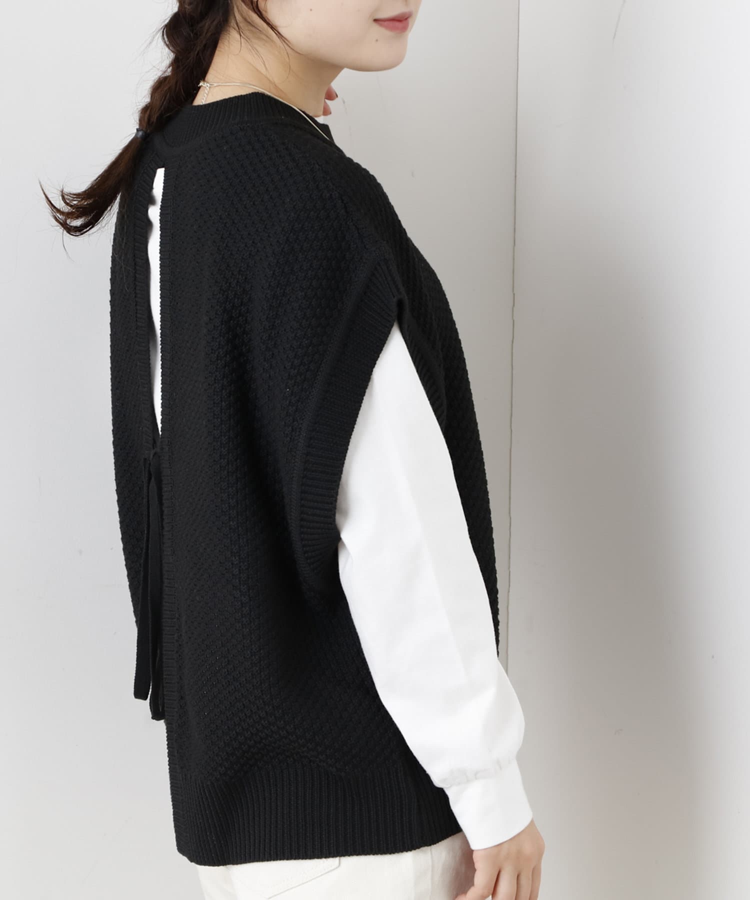 NICE CLAUP / OLIVE des OLIVE OUTLET(ナイスクラップ  / オリーブ デ オリーブ アウトレット) 鹿の子柄バックスリットベスト