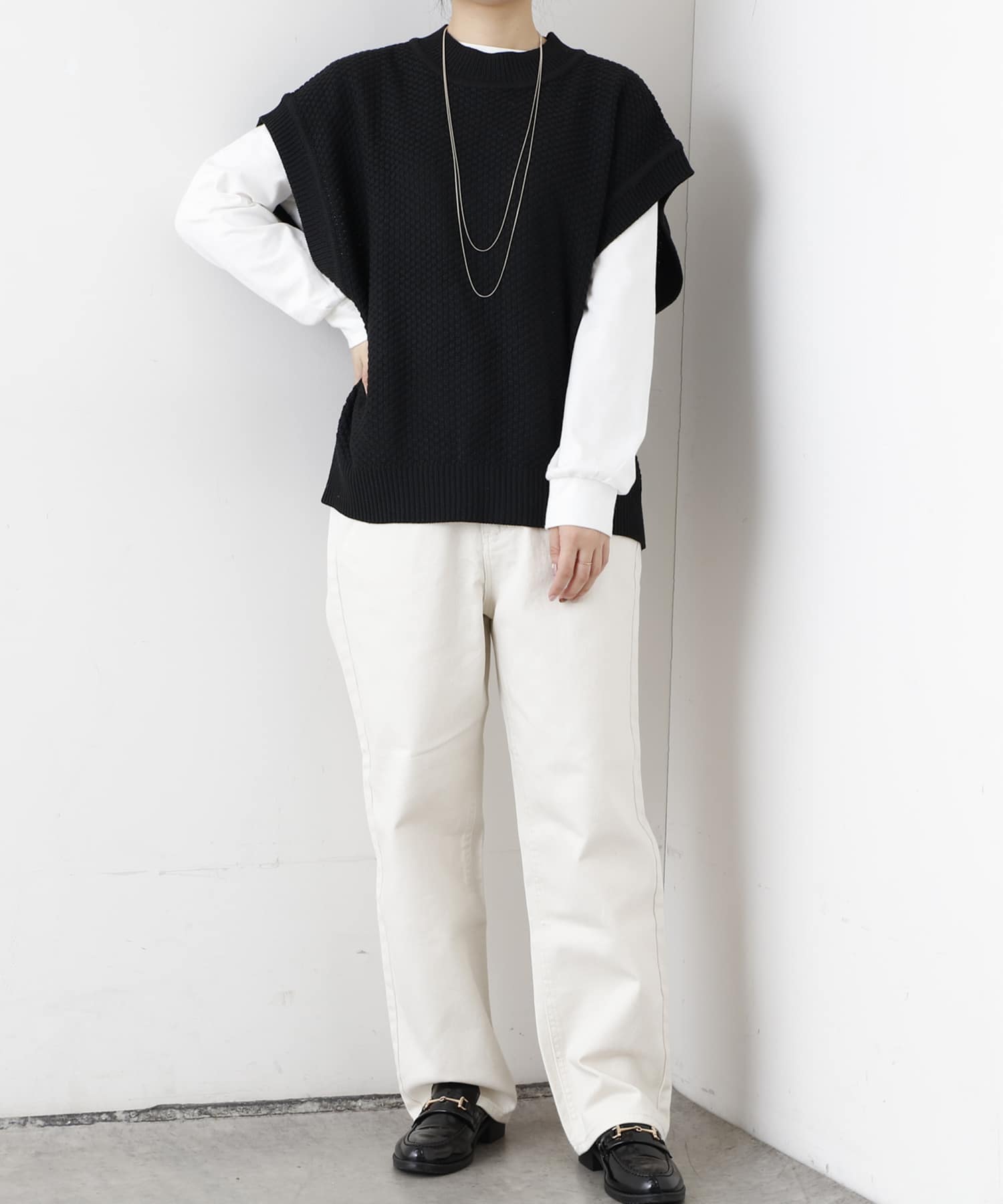 NICE CLAUP / OLIVE des OLIVE OUTLET(ナイスクラップ  / オリーブ デ オリーブ アウトレット) 鹿の子柄バックスリットベスト