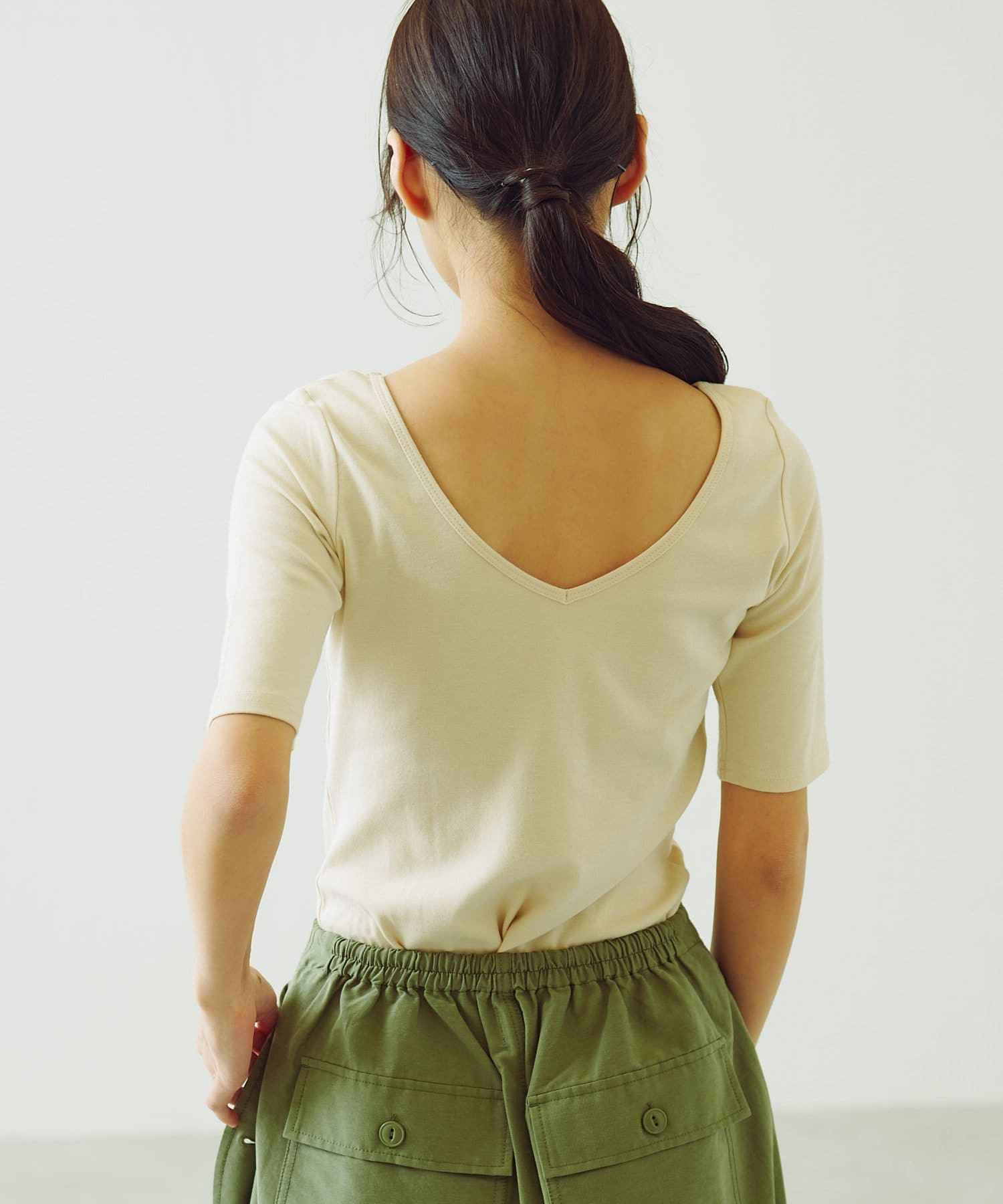 オーガニックコットン バックシャン半袖tシャツ Earthy アーシー レディース Pal Closet パルクローゼット パルグループ公式ファッション通販サイト
