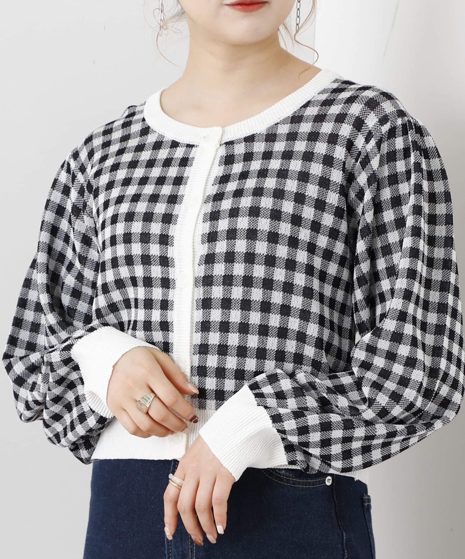 NICE CLAUP / OLIVE des OLIVE OUTLET(ナイスクラップ  / オリーブ デ オリーブ アウトレット) ギンガムチェックカーデ