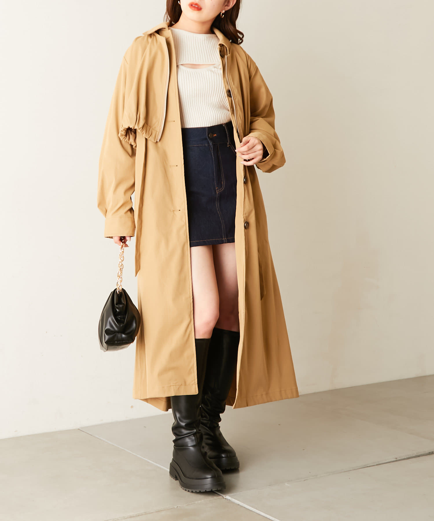シャークスキンレイヤード風ステンカラーコート | Chico(チコ)レディース | PAL CLOSET(パルクローゼット) -  パルグループ公式ファッション通販サイト