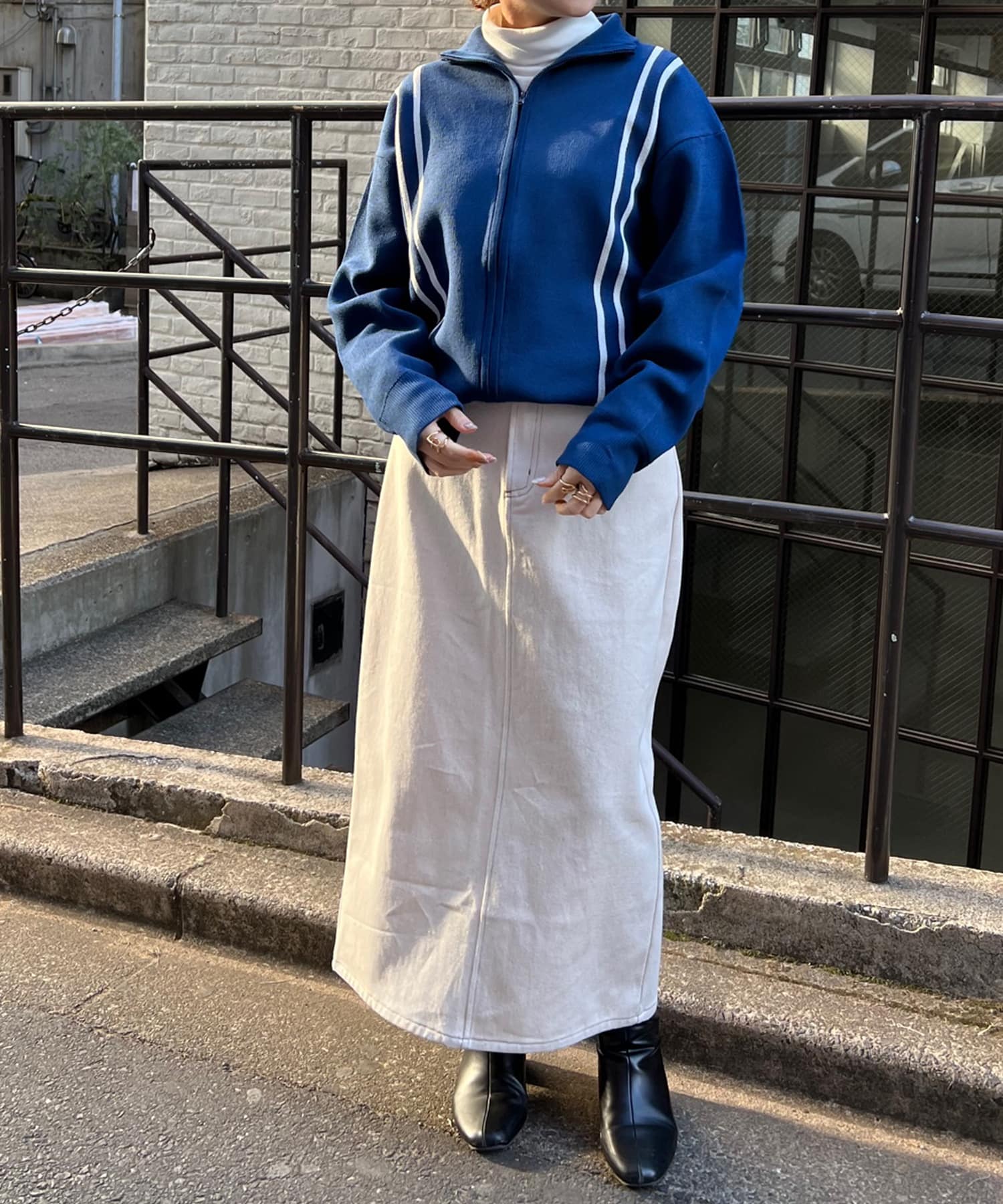 NICE CLAUP / OLIVE des OLIVE OUTLET(ナイスクラップ  / オリーブ デ オリーブ アウトレット) 【NUNIFE】ジャージ風ＺＩＰカーディガン