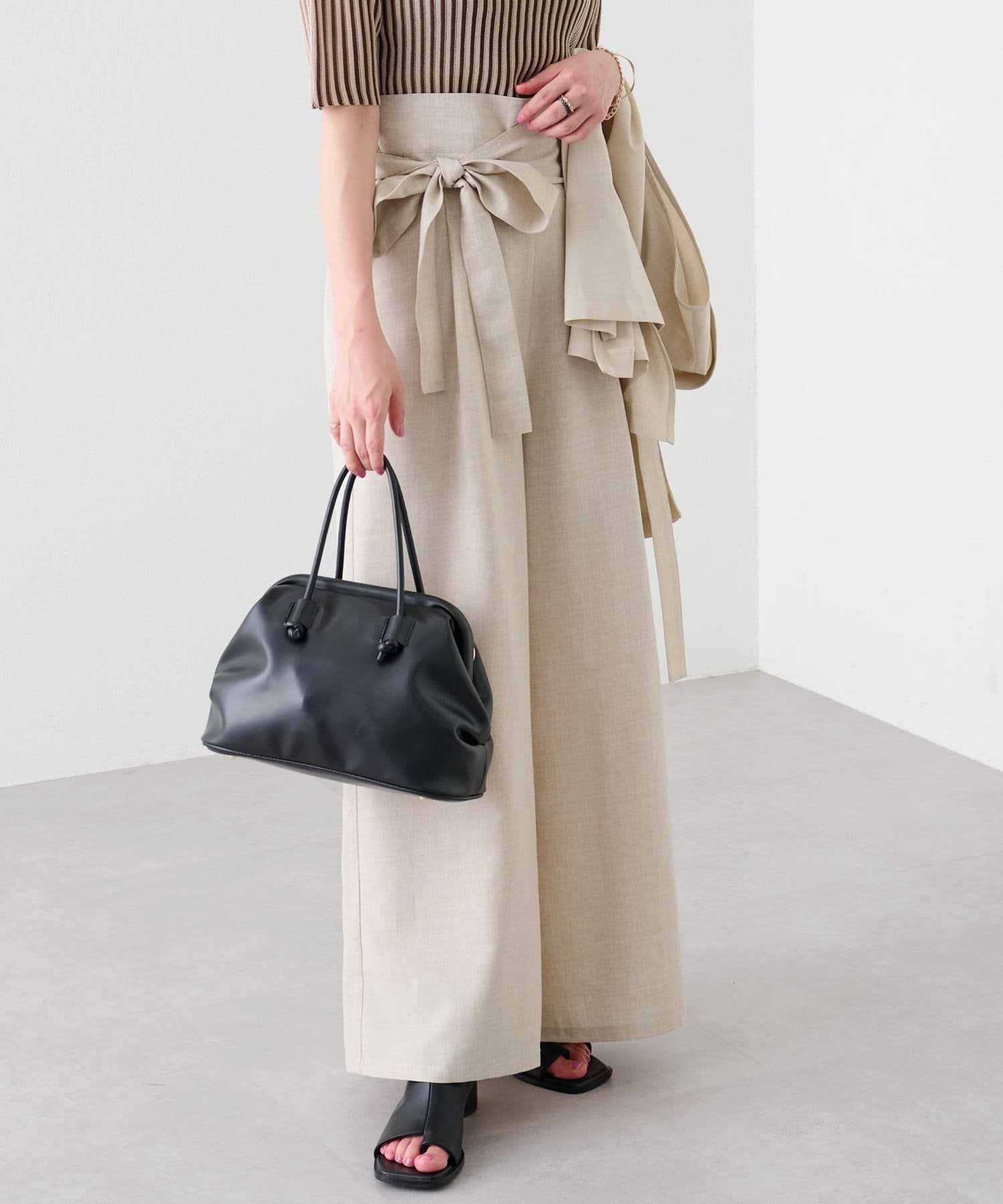 リネンライクボリュームワイドパンツ ウエストリボン付きタックワイドパンツ Colony 2139 コロニー トゥーワンスリーナイン レディース Pal Closet パルクローゼット パルグループ公式ファッション通販サイト