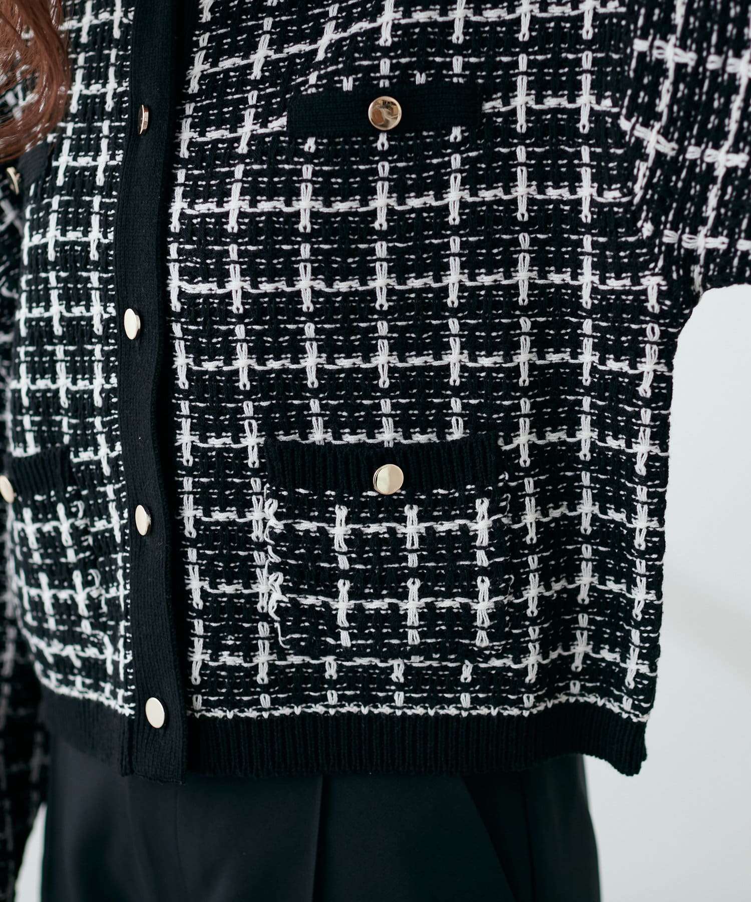 natural couture(ナチュラルクチュール) 華やかな柄が目を惹く！ツイードショートカーディガン