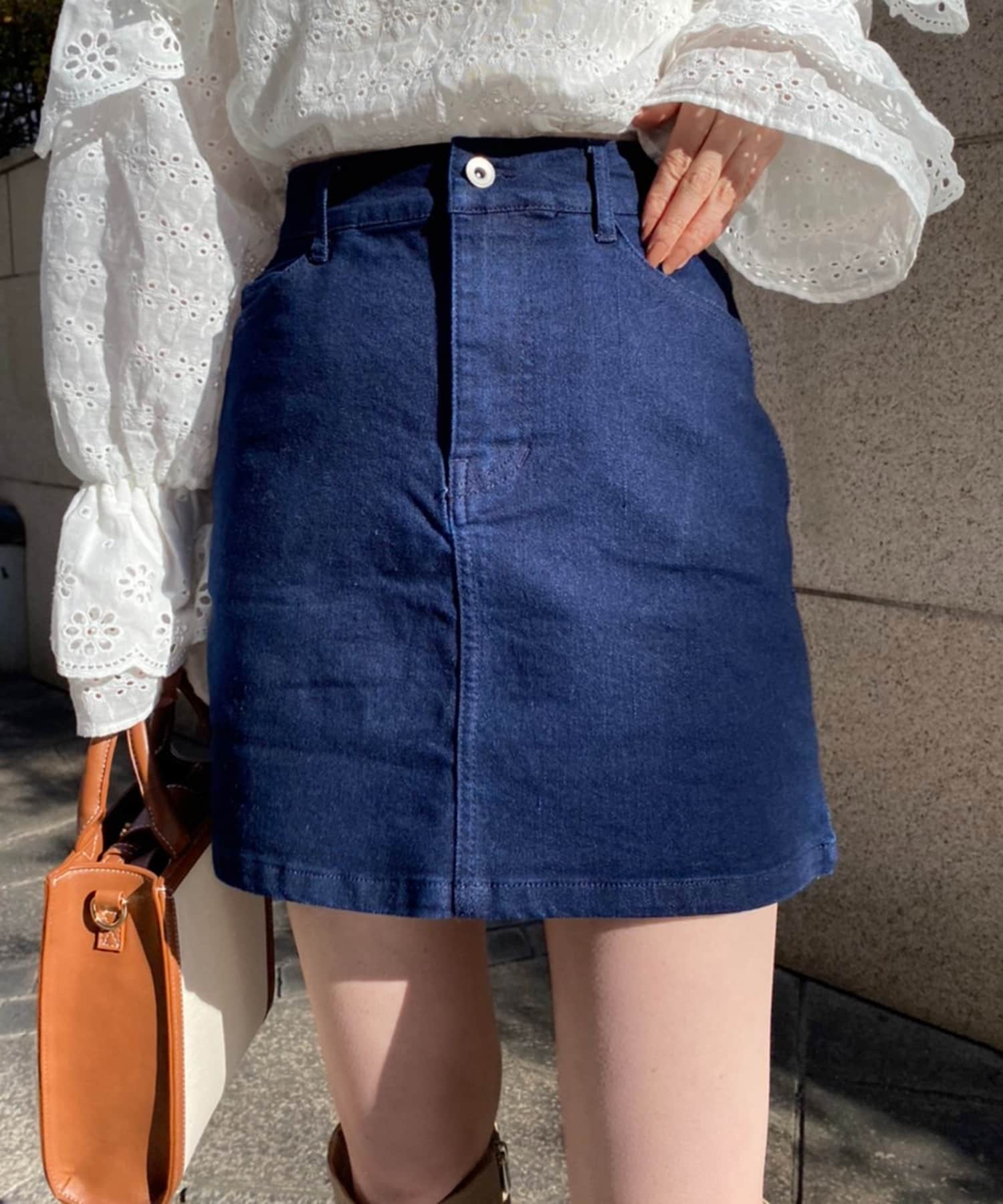 新商品発売中 poppy タグあり マーガレットデニムスカート(ブルー) ロングスカート