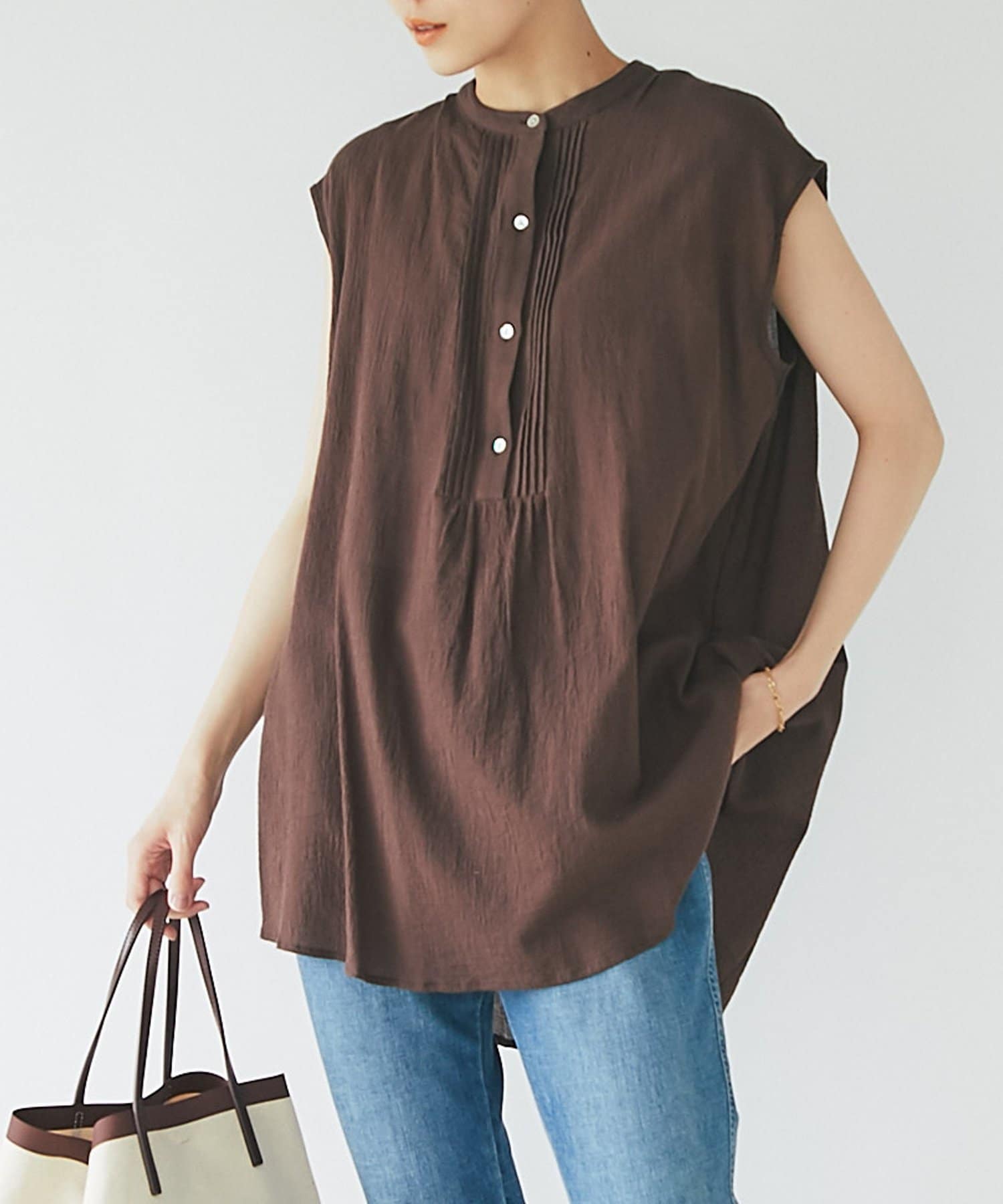 un dix cors(アンディコール) 【気になる腰回りをカバー】ピンタックチュニック