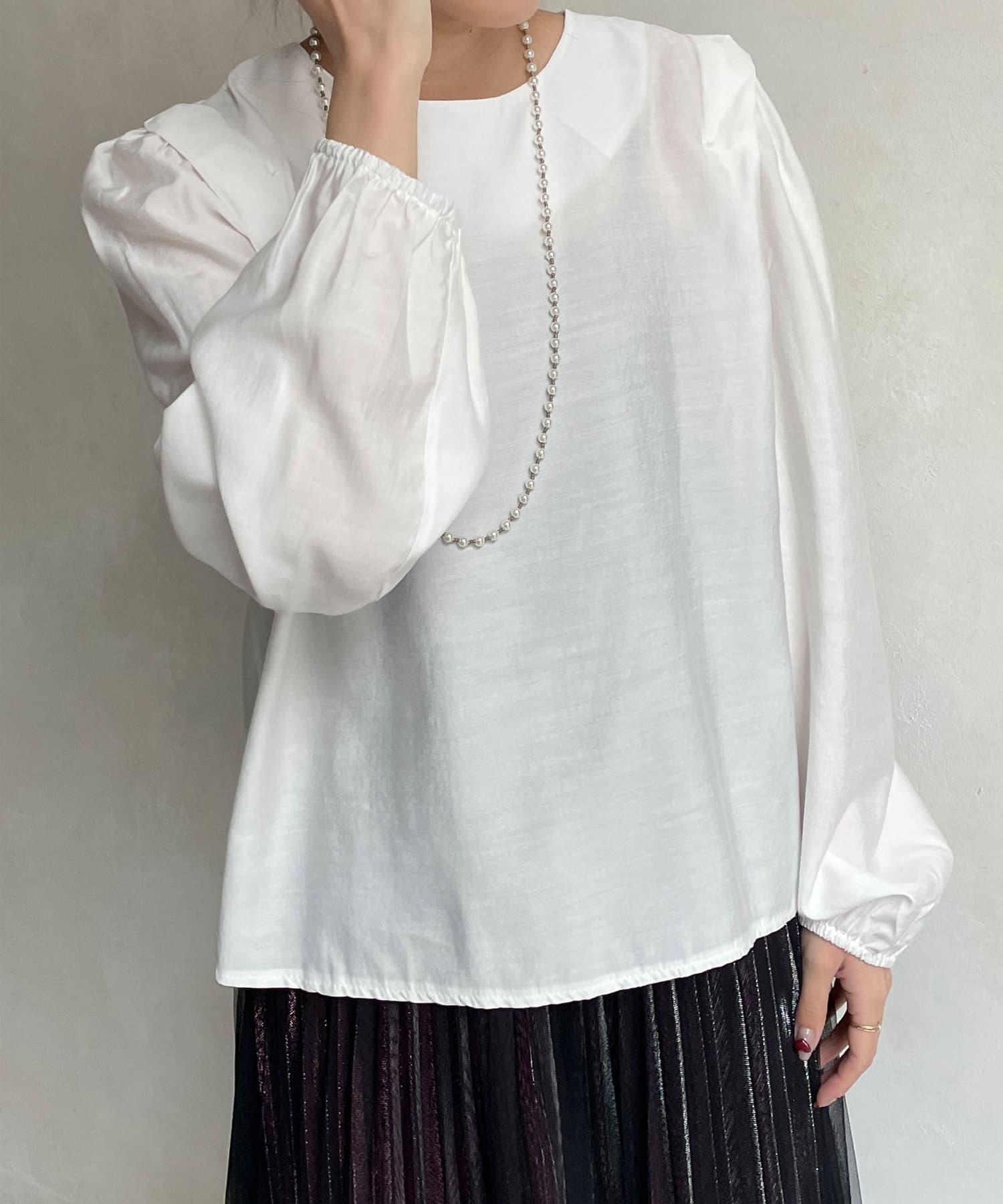 BLK/S/肩タックブラウス BLANC]長袖タックブラウス | KOBUNSHA SELECT SHOP | [BLANC