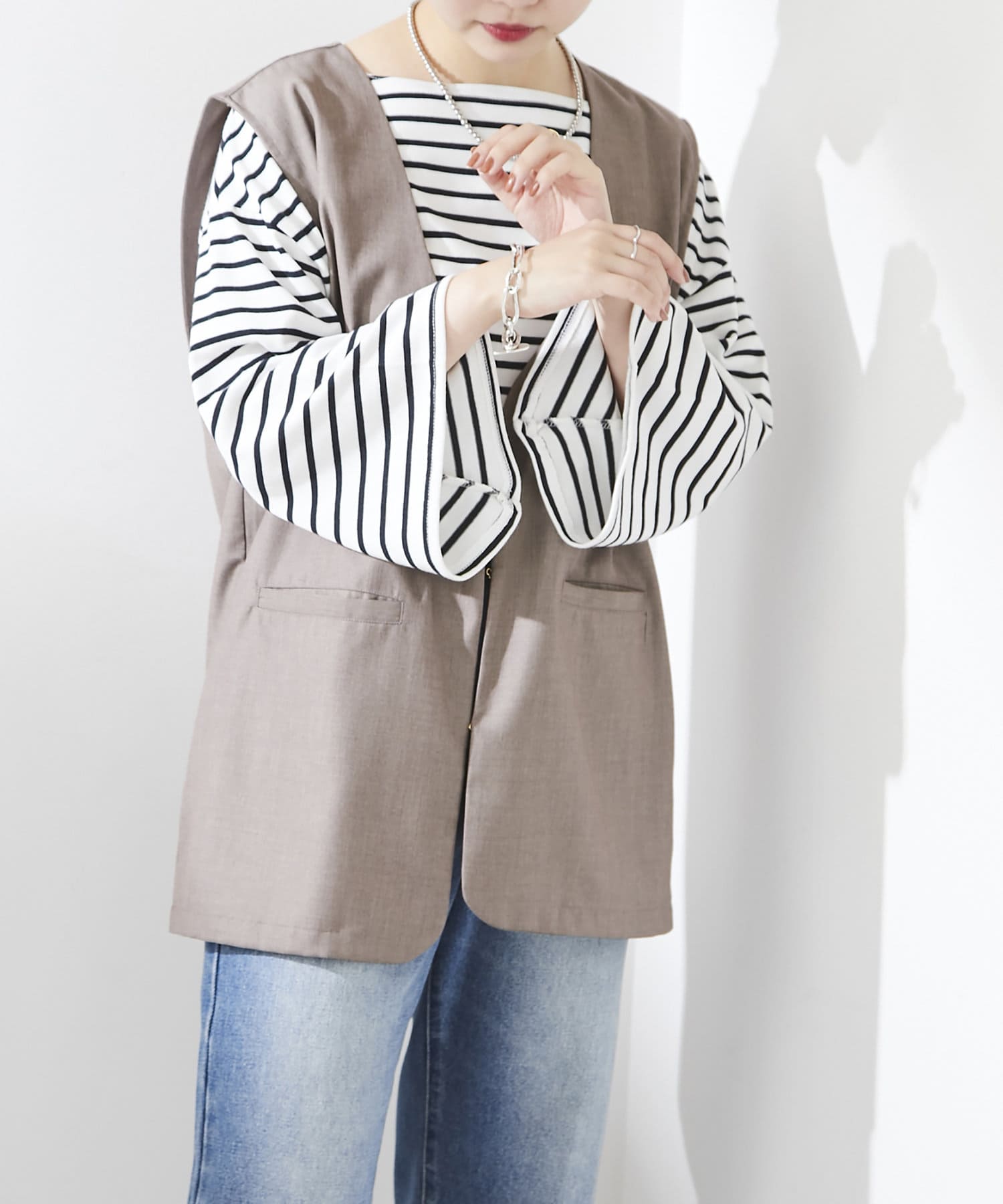 natural couture(ナチュラルクチュール) シンプルに着飾る　ちょっと大人なマニッシュベスト