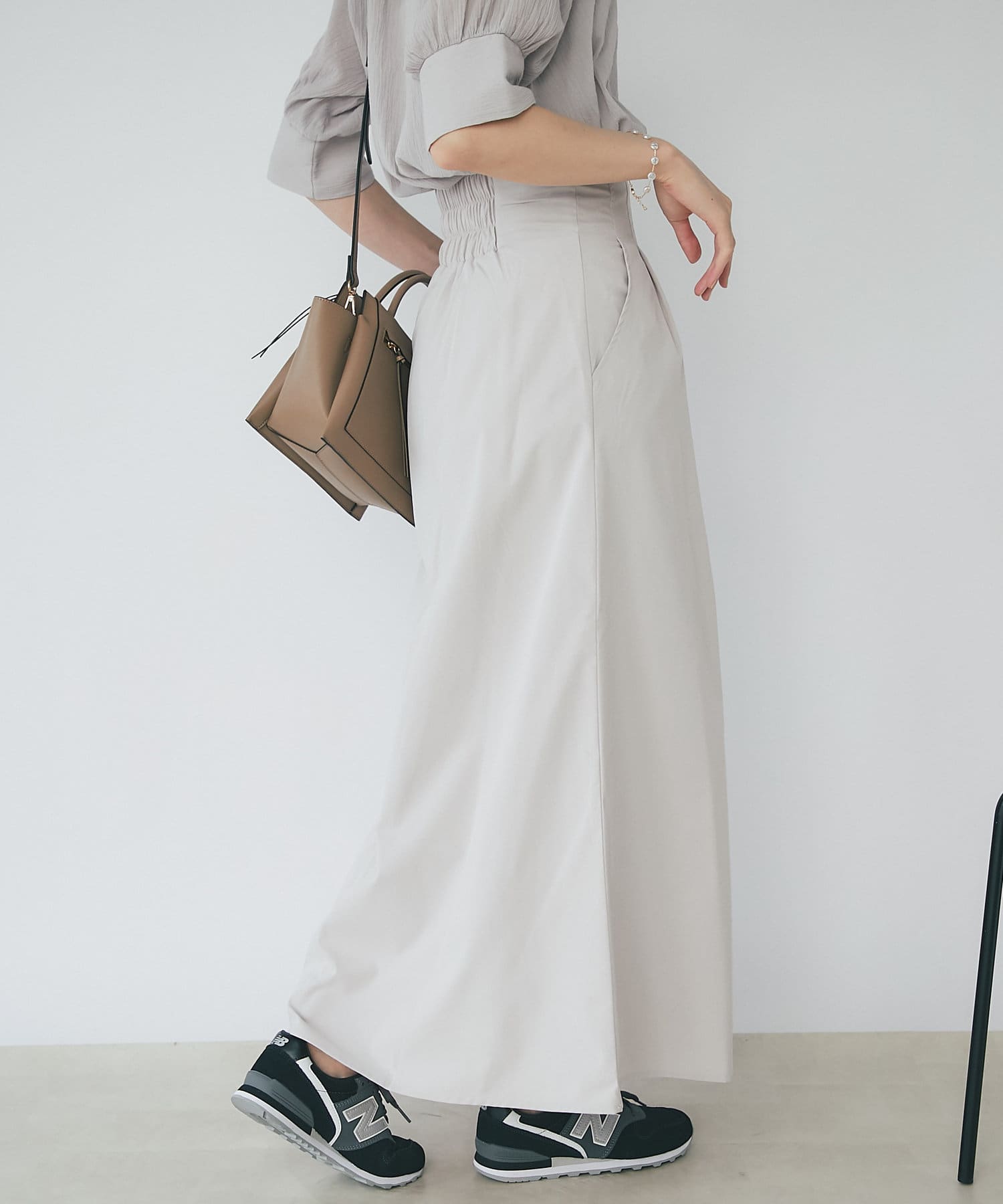 un dix cors(アンディコール) 【ハイウエストでスタイルアップ】ウエストタックボリュームスカート