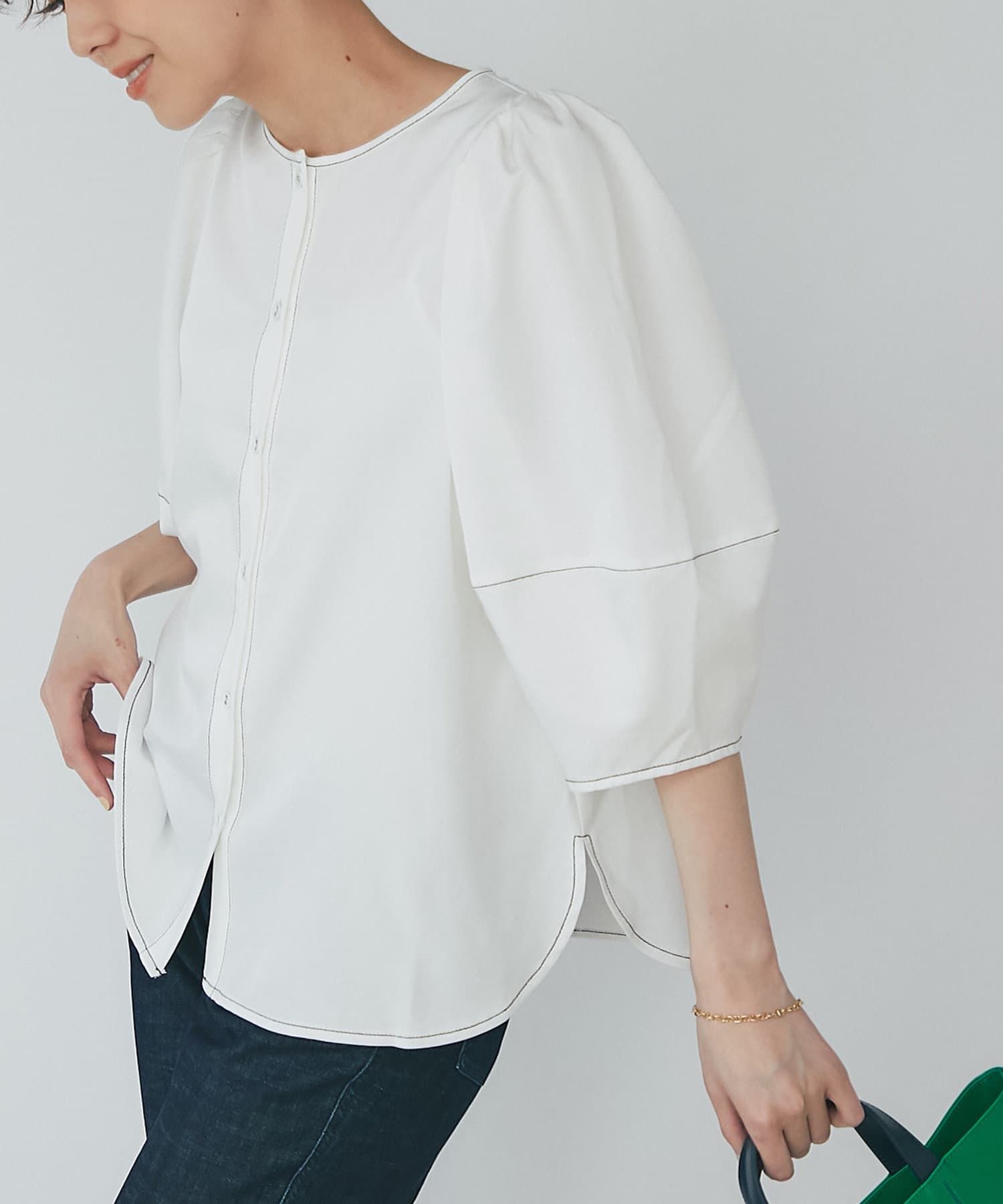 un dix cors(アンディコール) 【二の腕カバーが叶う】ランタンスリーブブラウス