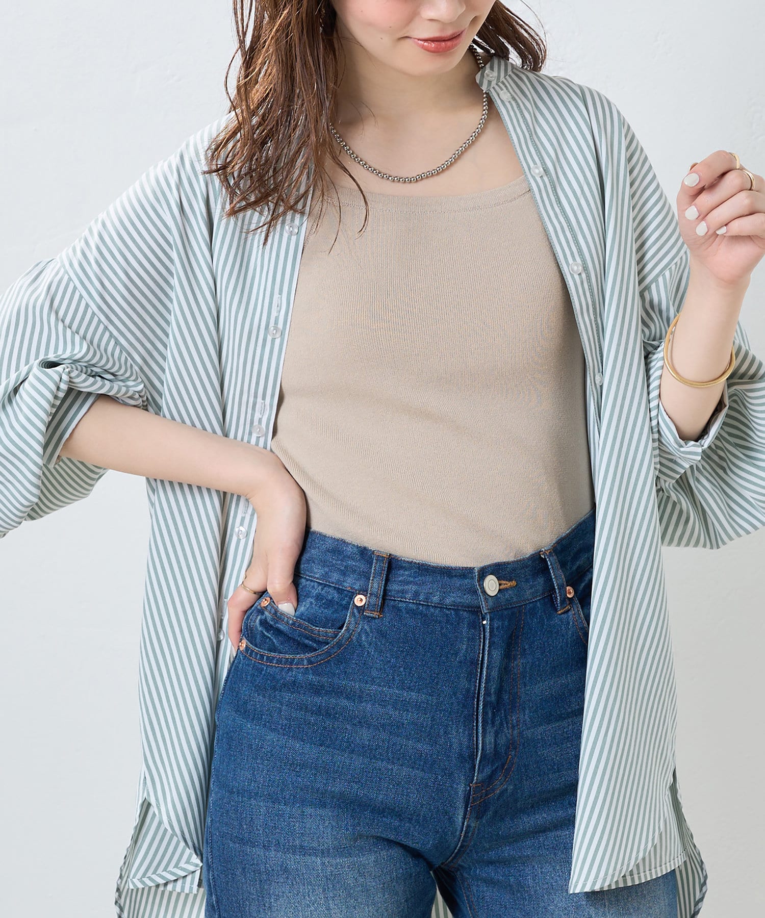 natural couture(ナチュラルクチュール) 総針ニットカップ付きタンク