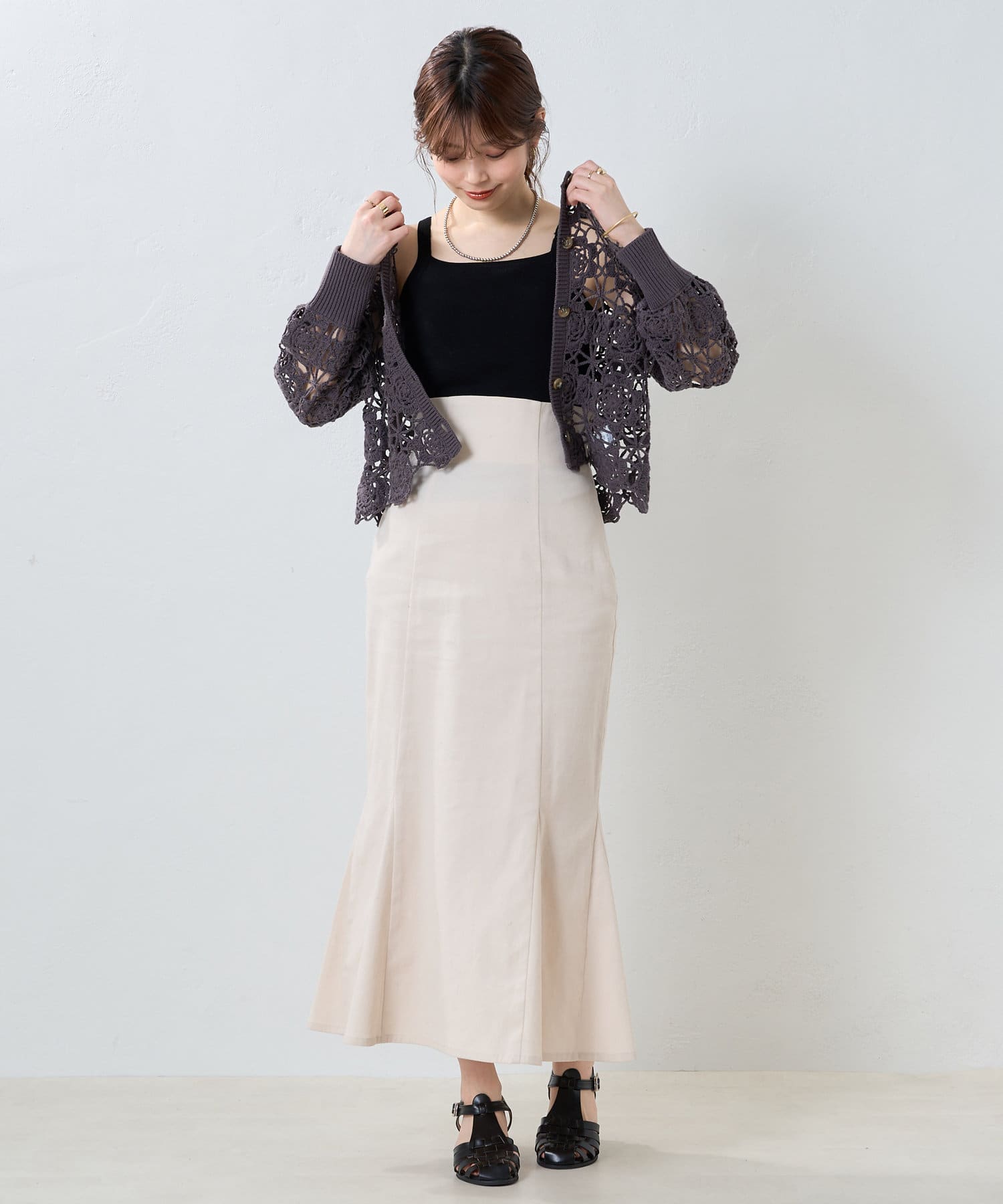 natural couture(ナチュラルクチュール) 総針ニットカップ付きタンク