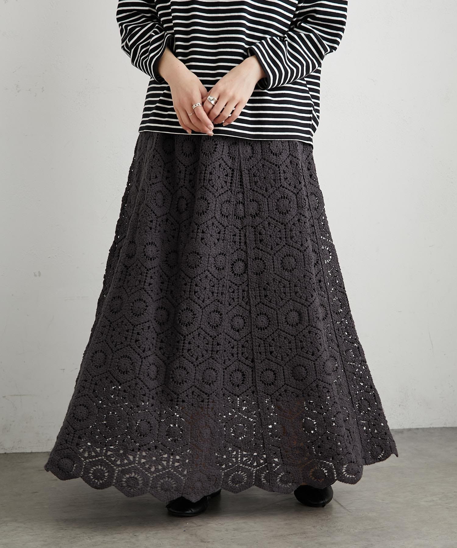 PUAL CE CIN(ピュアルセシン) 太糸レース編みスカート