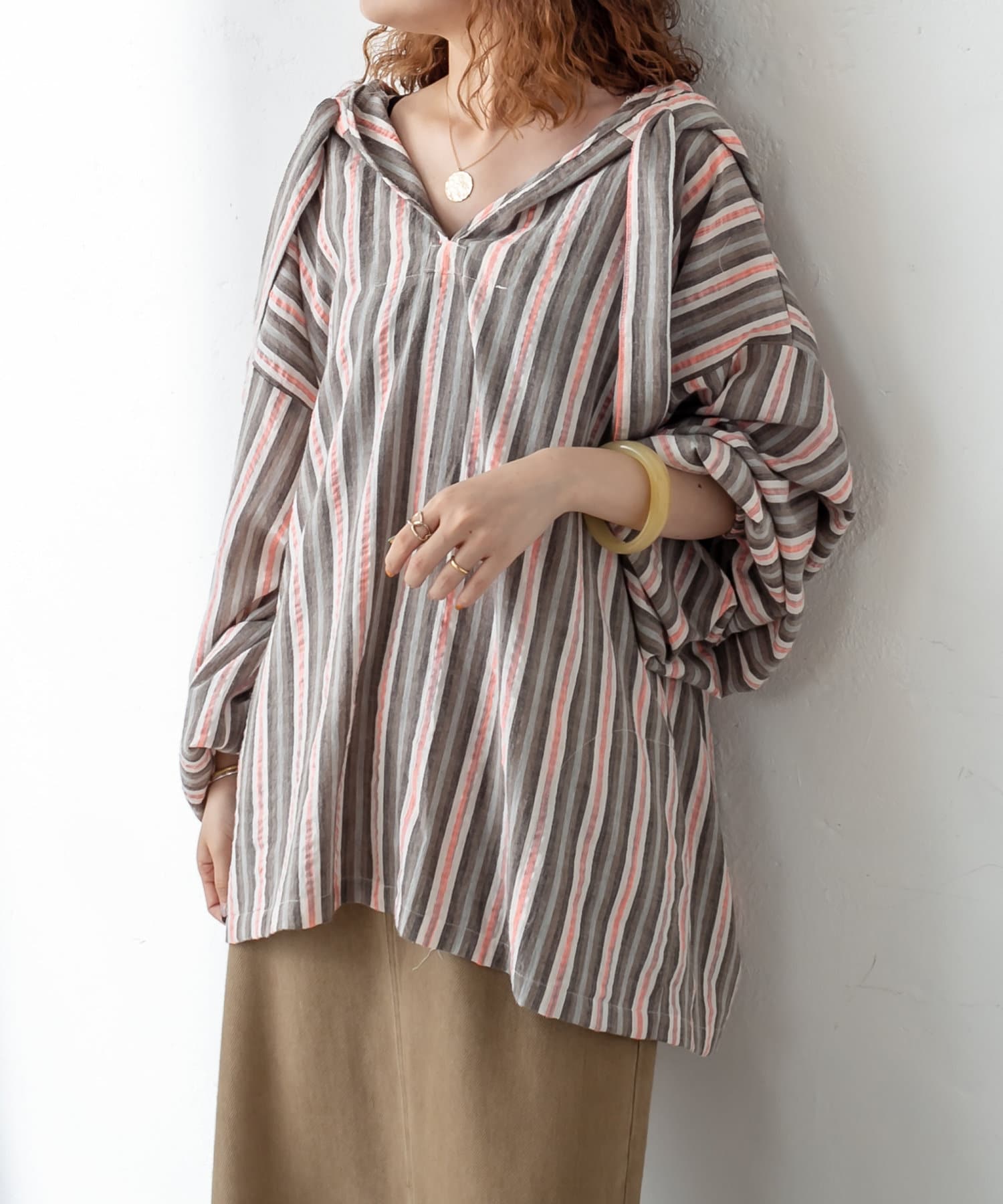 OUTLET(アウトレット) 【mystic】マルチストライプサマーパーカー