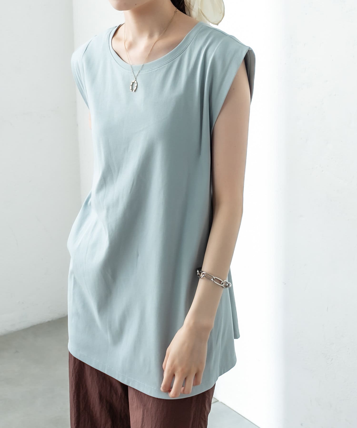 OUTLET(アウトレット) 【mystic】タックフレアノースリTシャツ