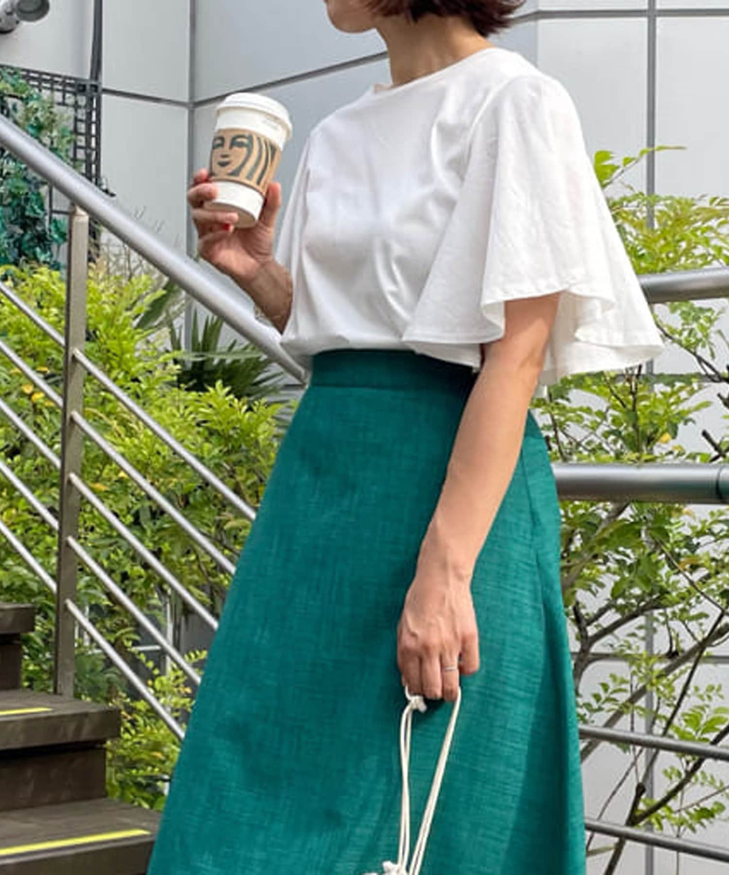 un dix cors(アンディコール) 【きちんと見え】バイオシルケットフレアスリーブカットソー