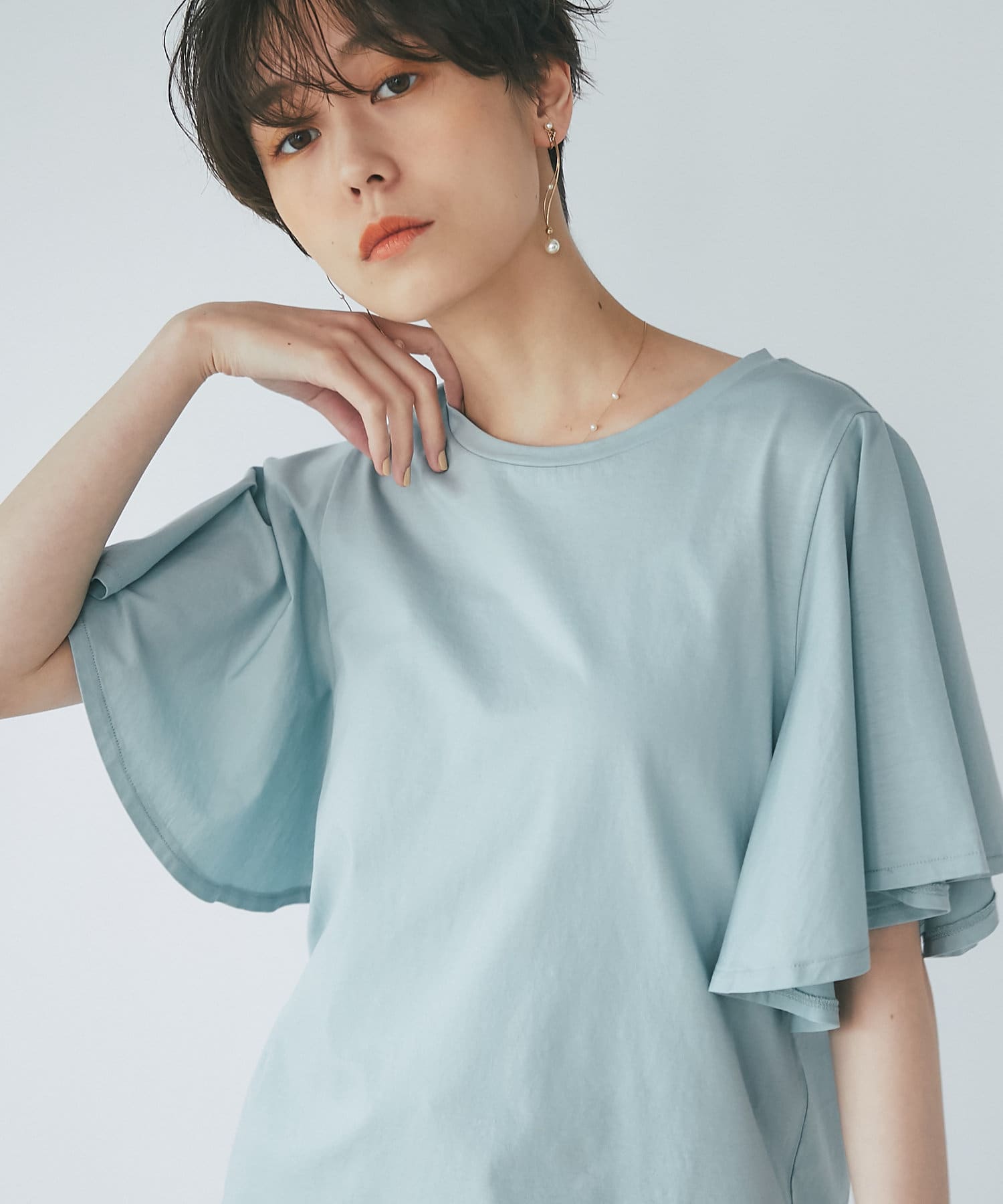 un dix cors(アンディコール) 【きちんと見え】バイオシルケットフレアスリーブカットソー