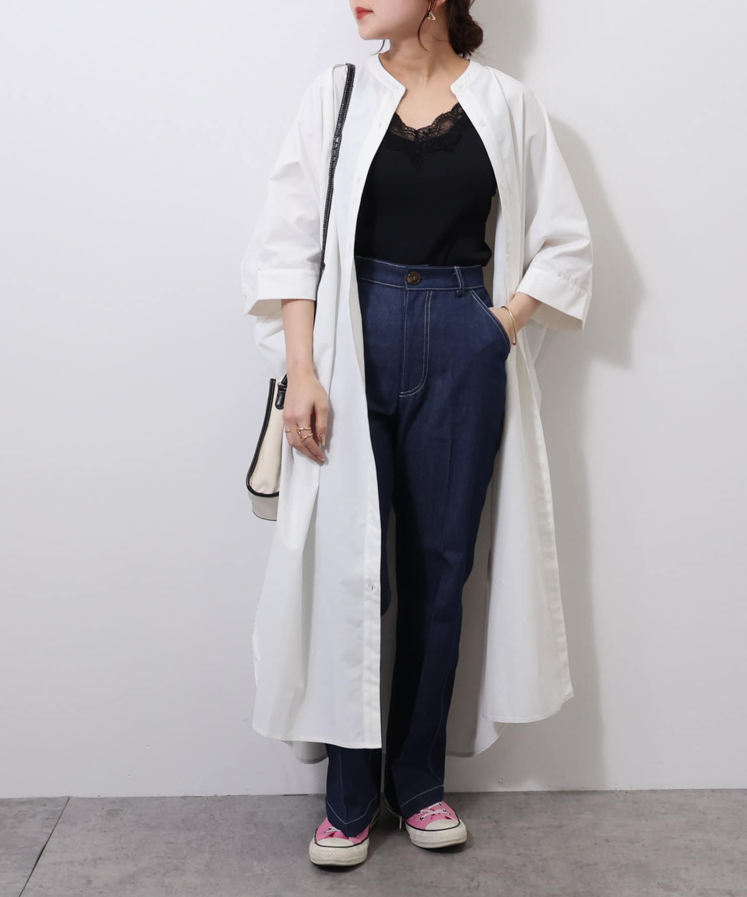 NICE CLAUP / OLIVE des OLIVE OUTLET(ナイスクラップ  / オリーブ デ オリーブ アウトレット) バンドカラーシャツワンピース