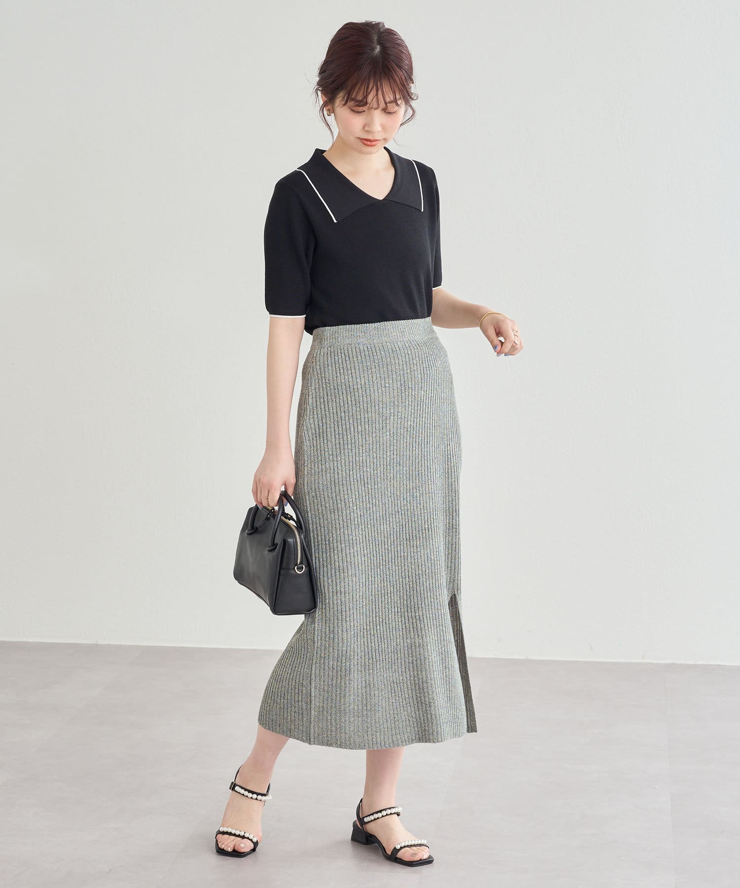 周りと差のつくコーデに仕上がる メランジスリットスカート Natural Couture ナチュラルクチュール レディース Pal Closet パルクローゼット パルグループ公式ファッション通販サイト