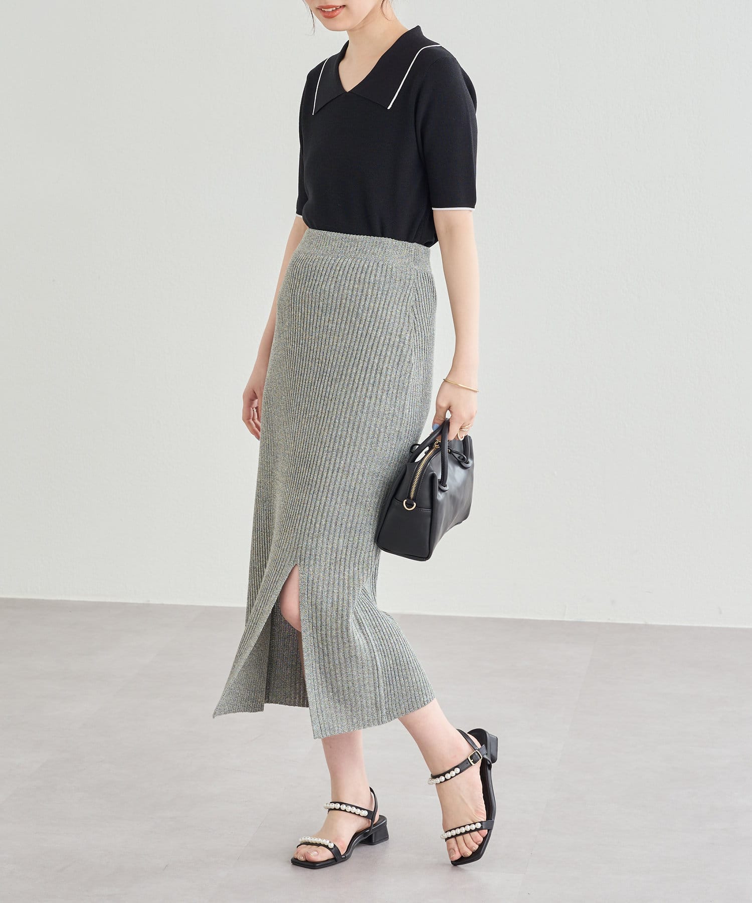 natural couture(ナチュラルクチュール) WEB限定/コーデを飾るトレンドアイテム ポロニット