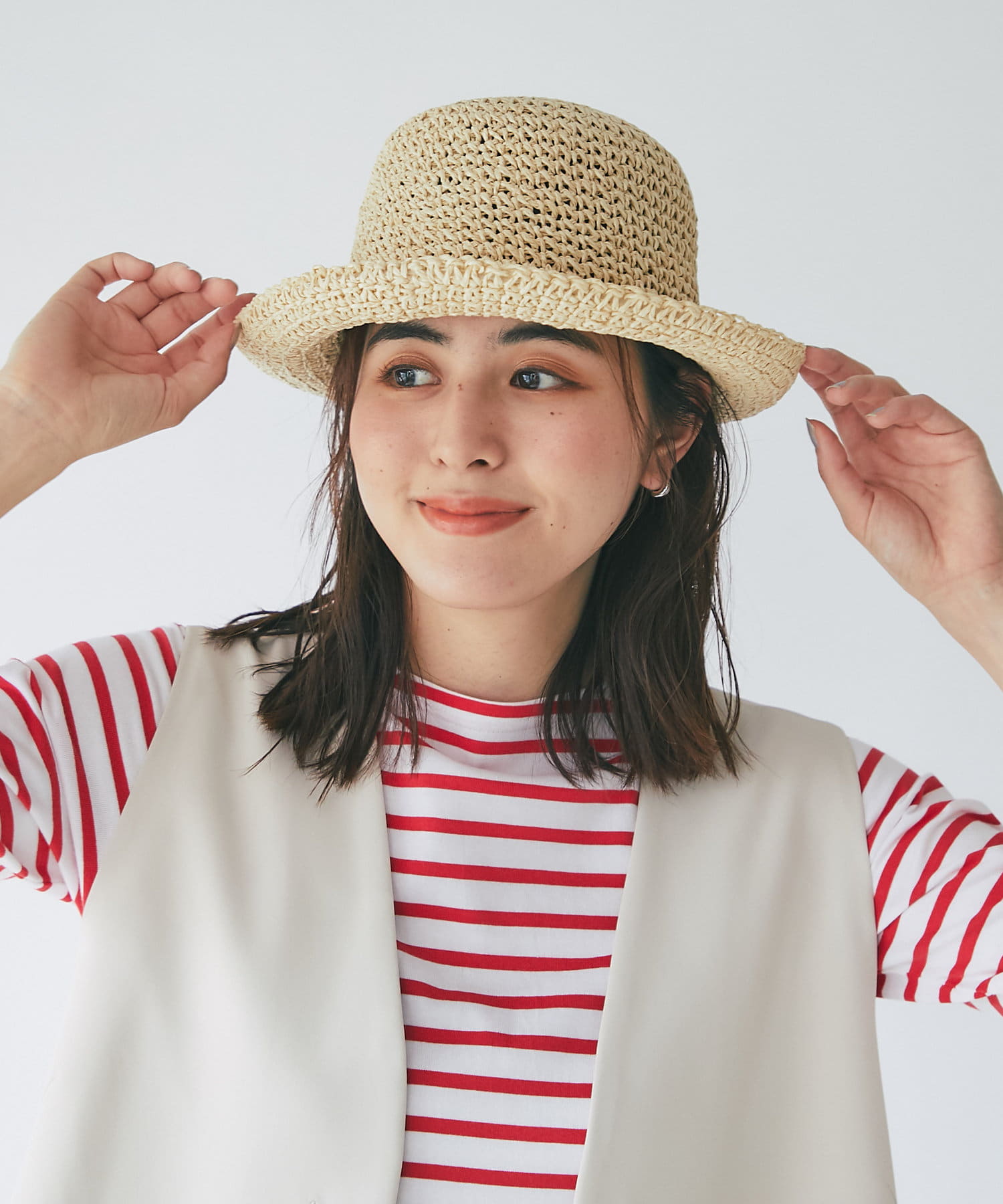 un dix cors(アンディコール) 【こなれ感漂う】ペーパーコマ編みバケットハット