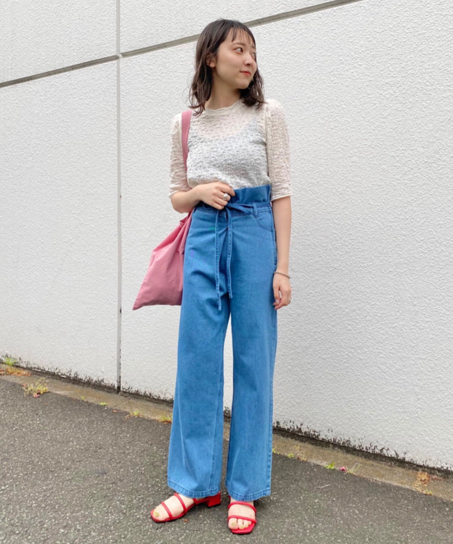 OUTLET(アウトレット) 【Kastane】スーパーハイウエストベアデニムパンツ