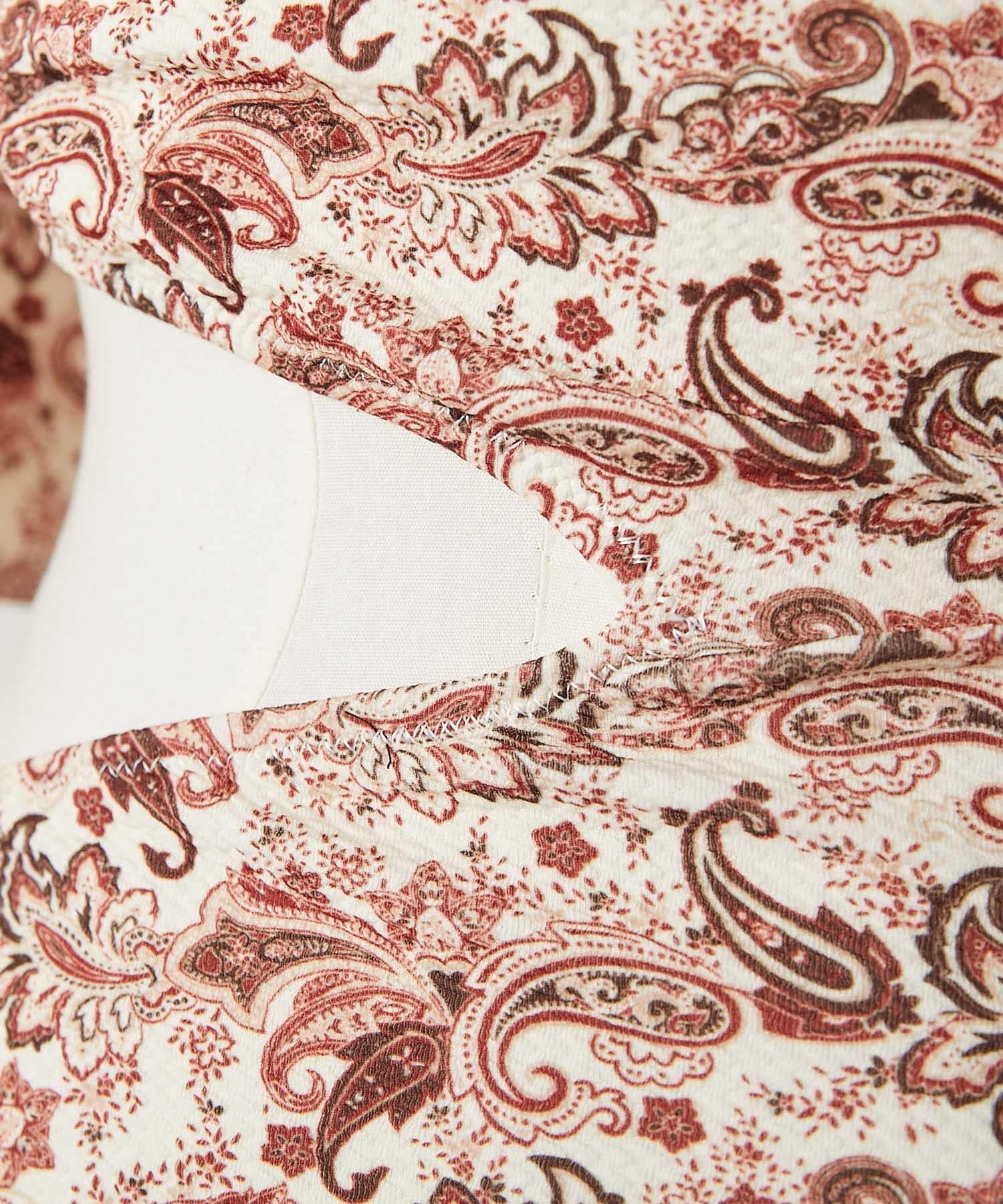 OUTLET(アウトレット) 【Chico】【水着】ペイズリーワンショルリボンワンピース