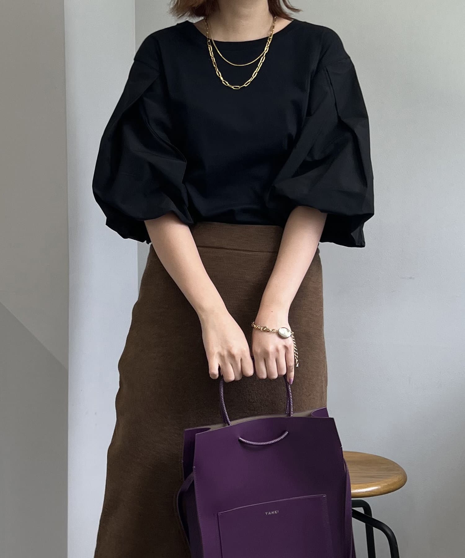 un dix cors(アンディコール) 【ふんわり二の腕カバー】接触冷感メモリースリーブドッキングカットソー