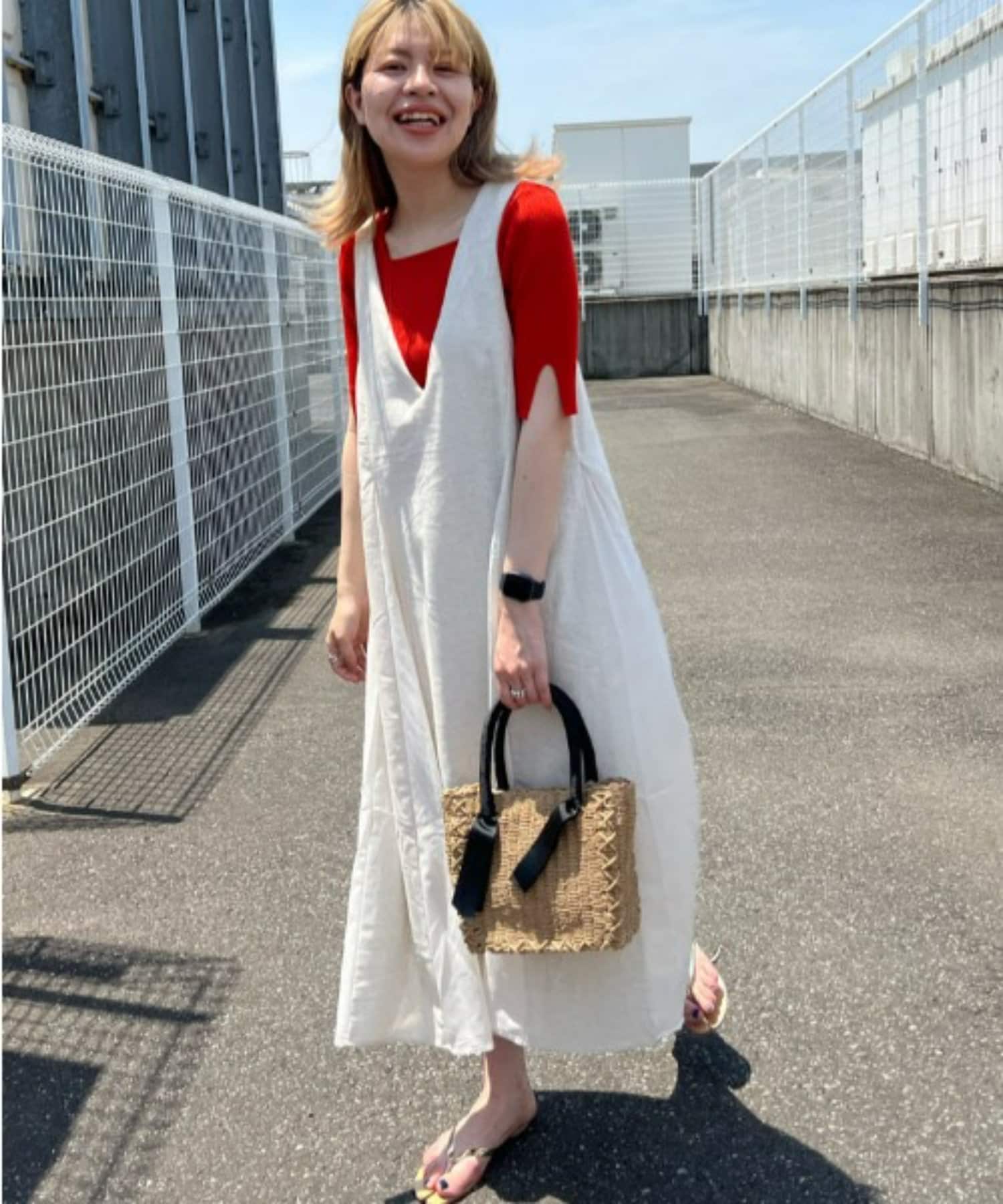 Thevon.(ゼヴォン) 【新色追加！】スクエアネック5分袖リブニット