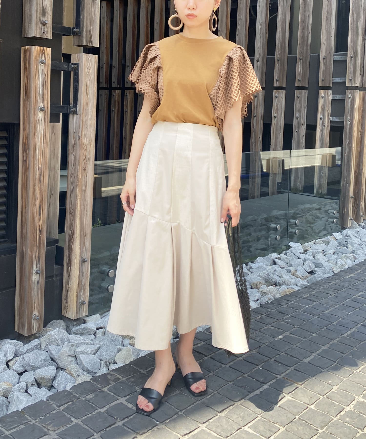 異素材配色タックプリーツスカート | Thevon(ゼヴォン)レディース 異素材配色タックプリーツスカート | Thevon(ゼヴォン)レディース