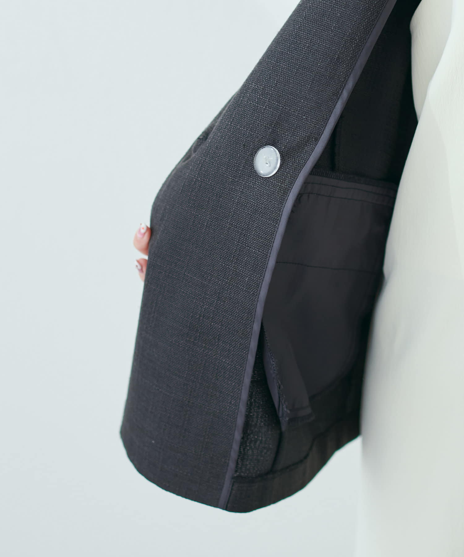 natural couture(ナチュラルクチュール) セット着用可/シーズンムードを高めてくれる リネンライクノーカラージャケット