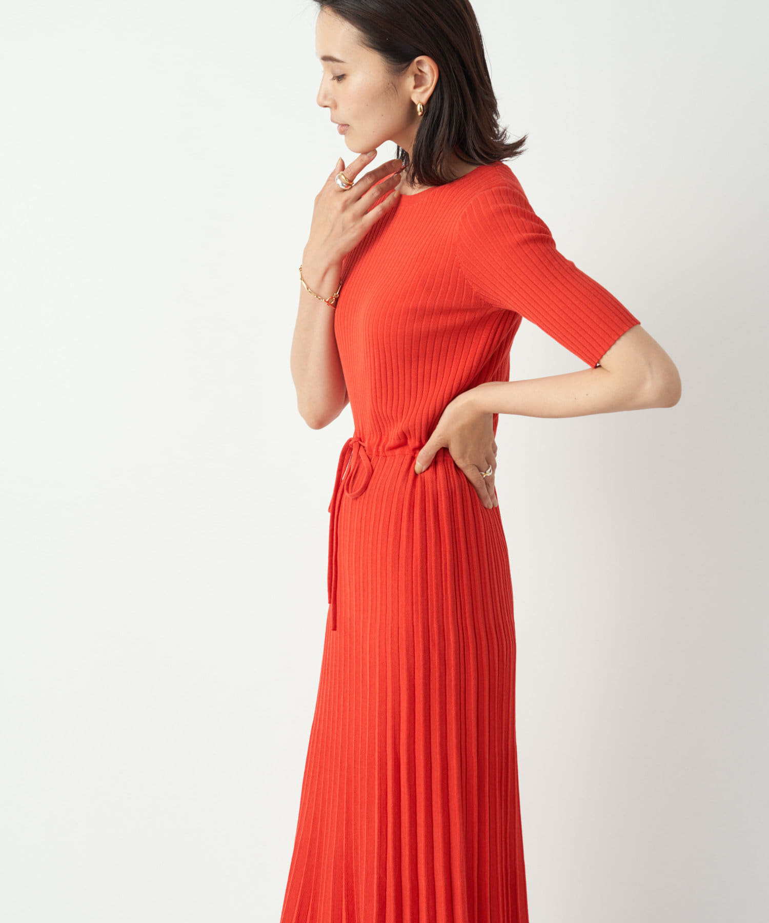 きれいめ服で好印象 コットンアセテートプリーツニットワンピース Outlet Premium アウトレット プレミアム レディース Pal Closet パルクローゼット パルグループ公式ファッション通販サイト