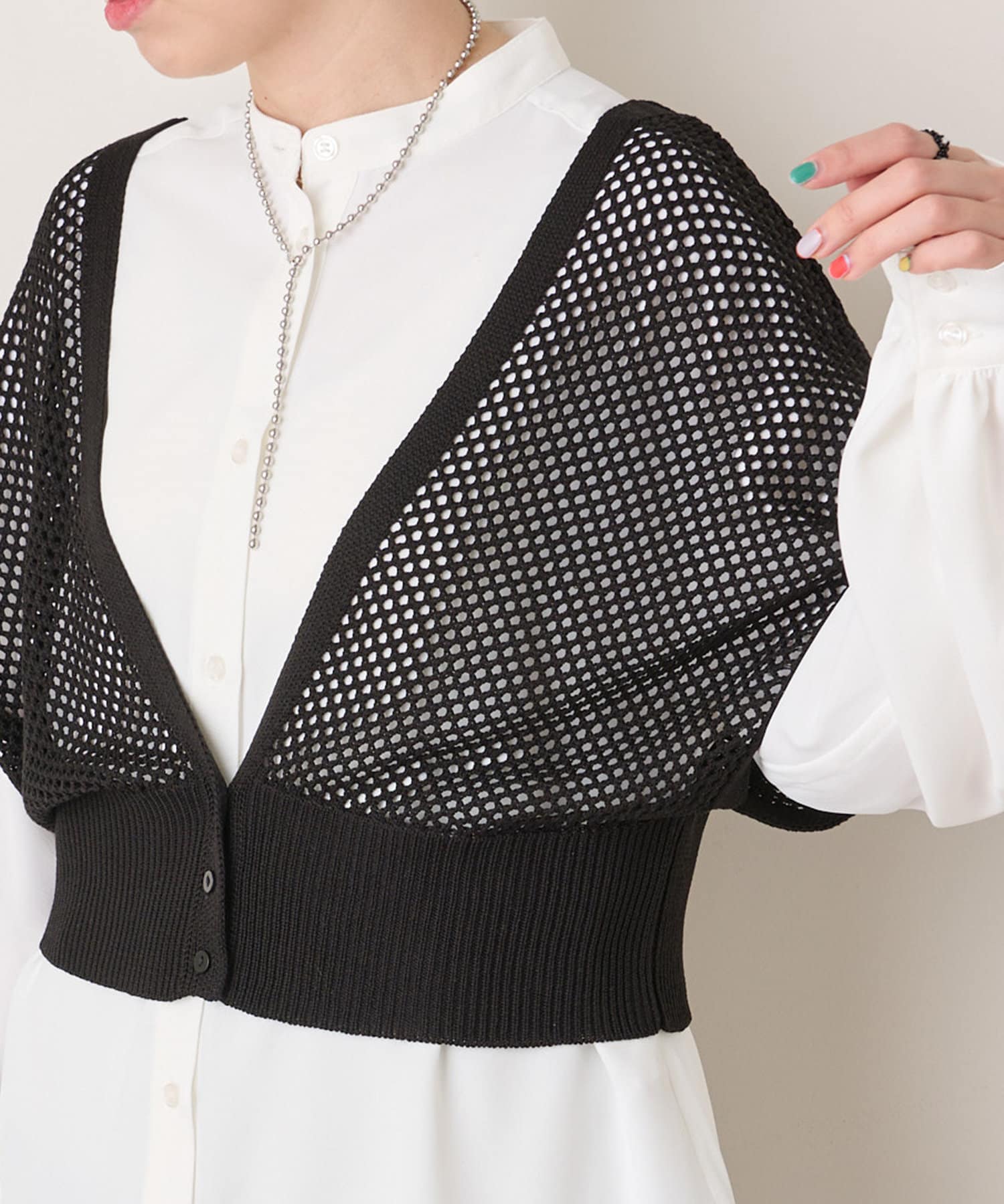 NICE CLAUP / OLIVE des OLIVE OUTLET(ナイスクラップ  / オリーブ デ オリーブ アウトレット) メッシュ編みビスチェ