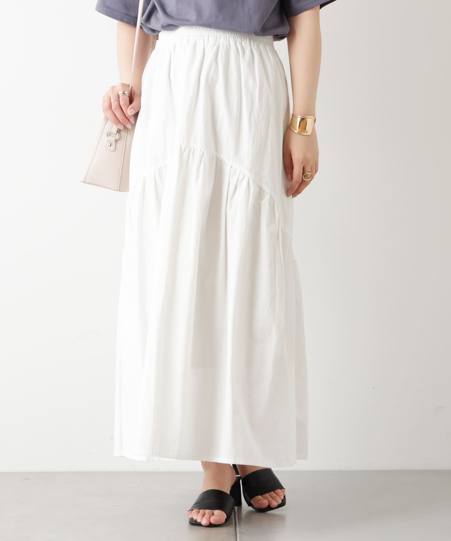 切替ギャザーマキシスカート Nice Claup Outlet ナイスクラップ アウトレット レディース Pal Closet パルクローゼット パルグループ公式ファッション通販サイト