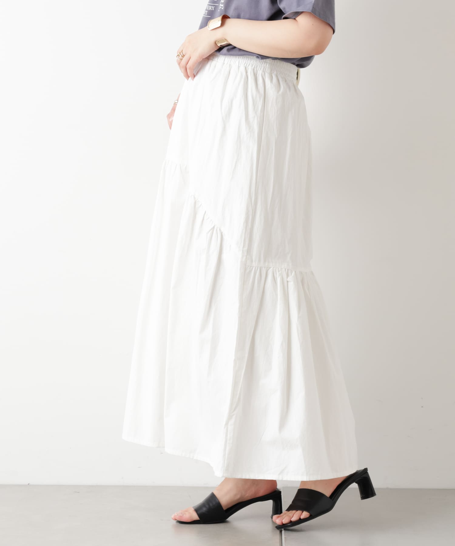 切替ギャザーマキシスカート Nice Claup Outlet ナイスクラップ アウトレット レディース Pal Closet パルクローゼット パルグループ公式ファッション通販サイト