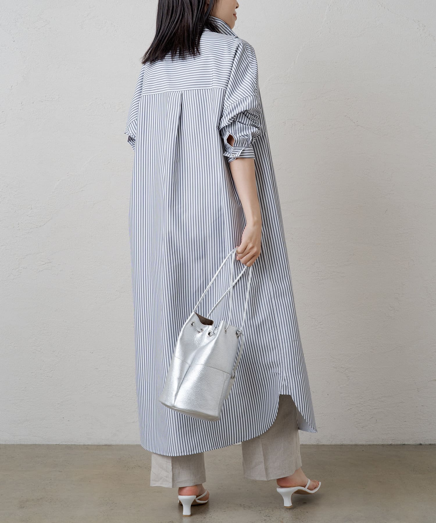 OUTLET(アウトレット) 【Loungedress】ストライプシャツワンピース