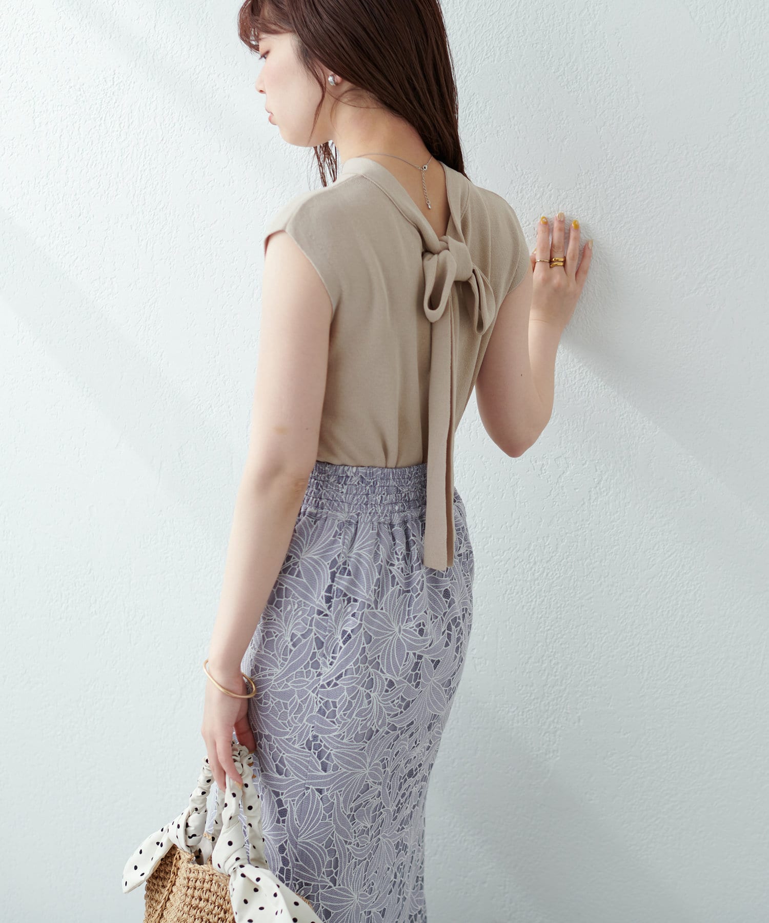 natural couture(ナチュラルクチュール) ちょっと大人な2WAYボータイニット