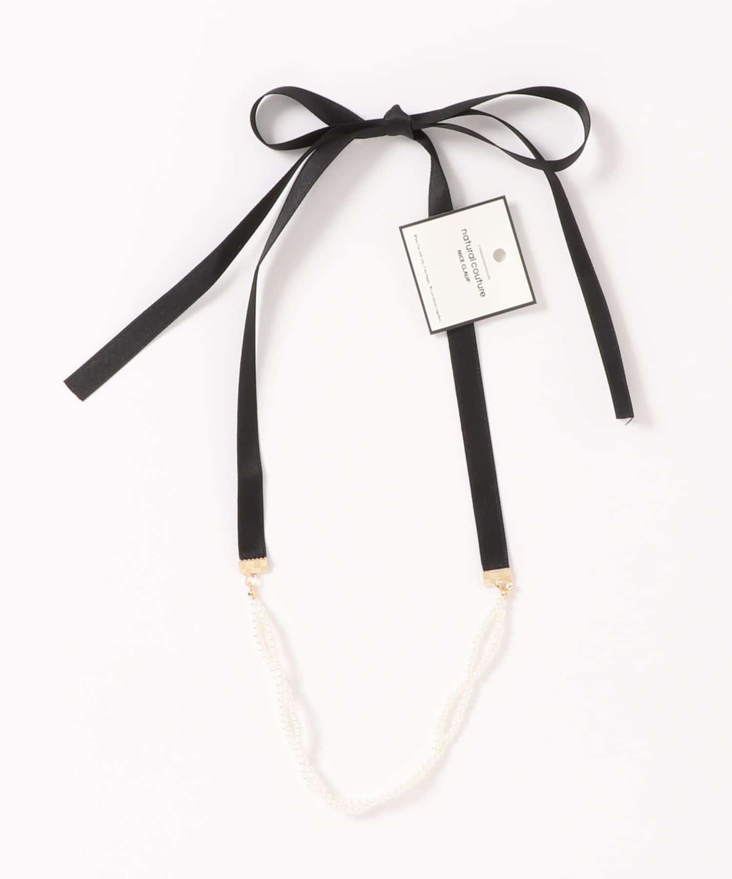 natural couture(ナチュラルクチュール) りぼん付きパールネックレス