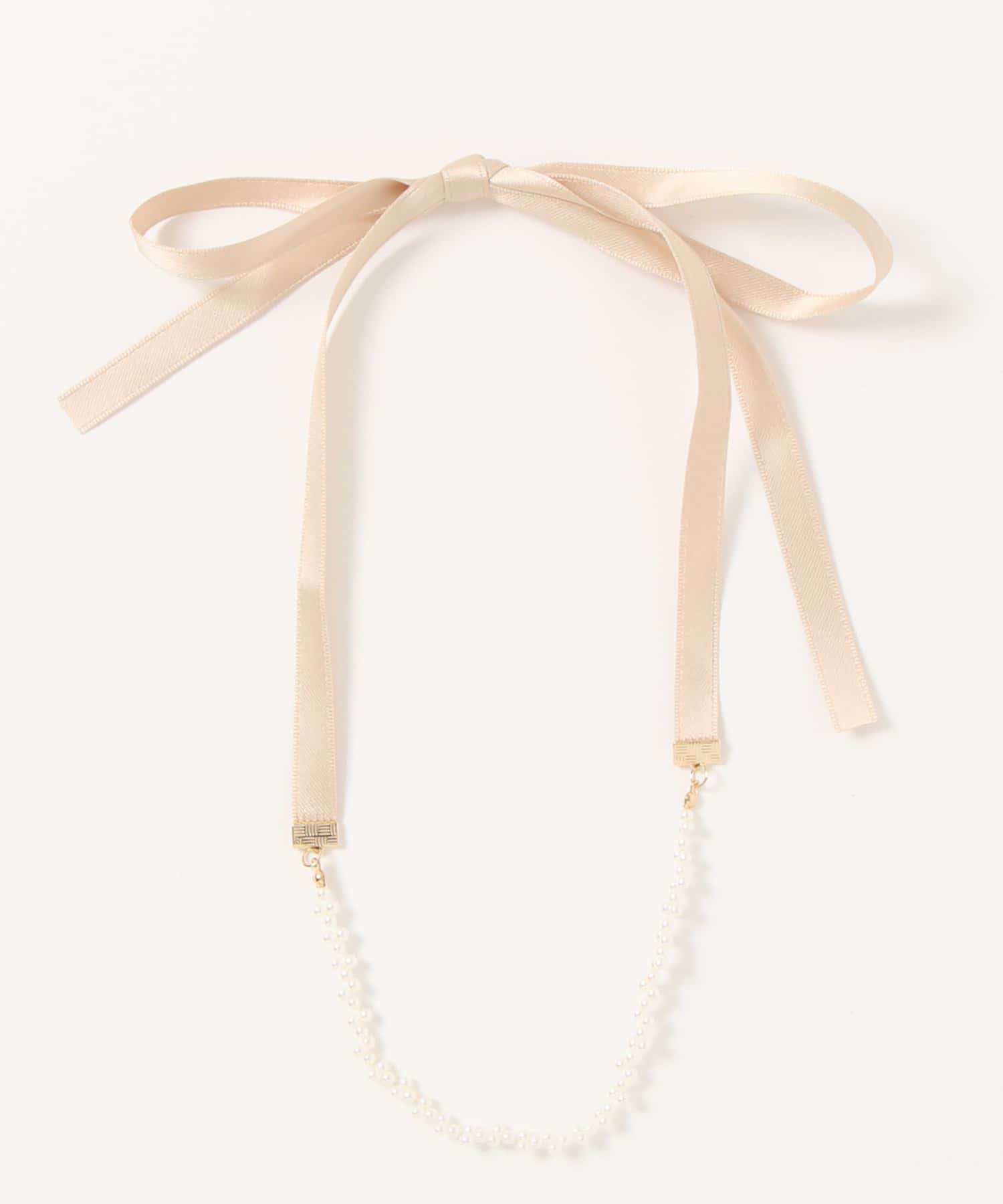 natural couture(ナチュラルクチュール) リボン付きちびパールネックレス