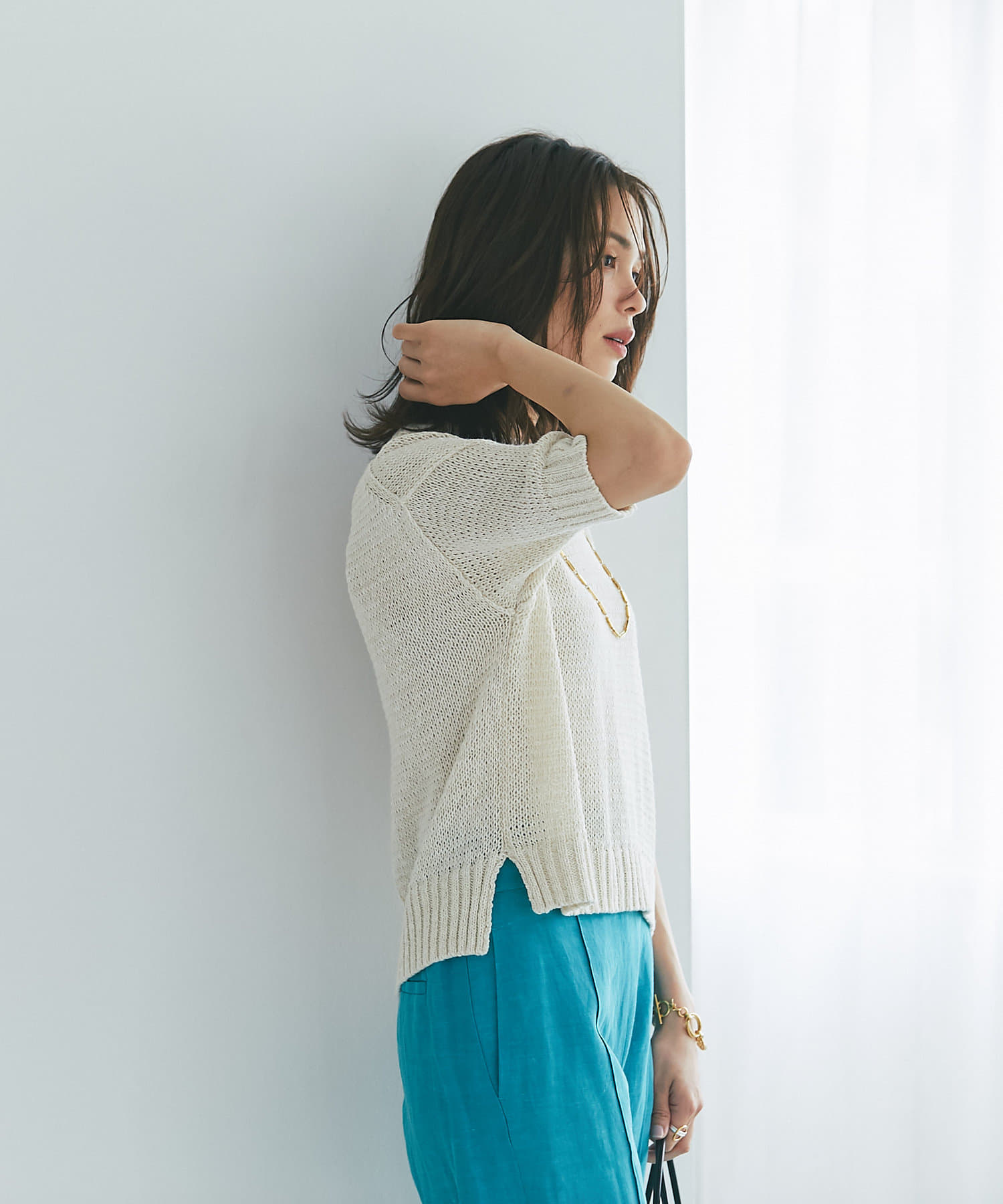 リリヤーンクロップドハーフスリーブニット | La boutique リリヤーンクロップドハーフスリーブニット | La boutique