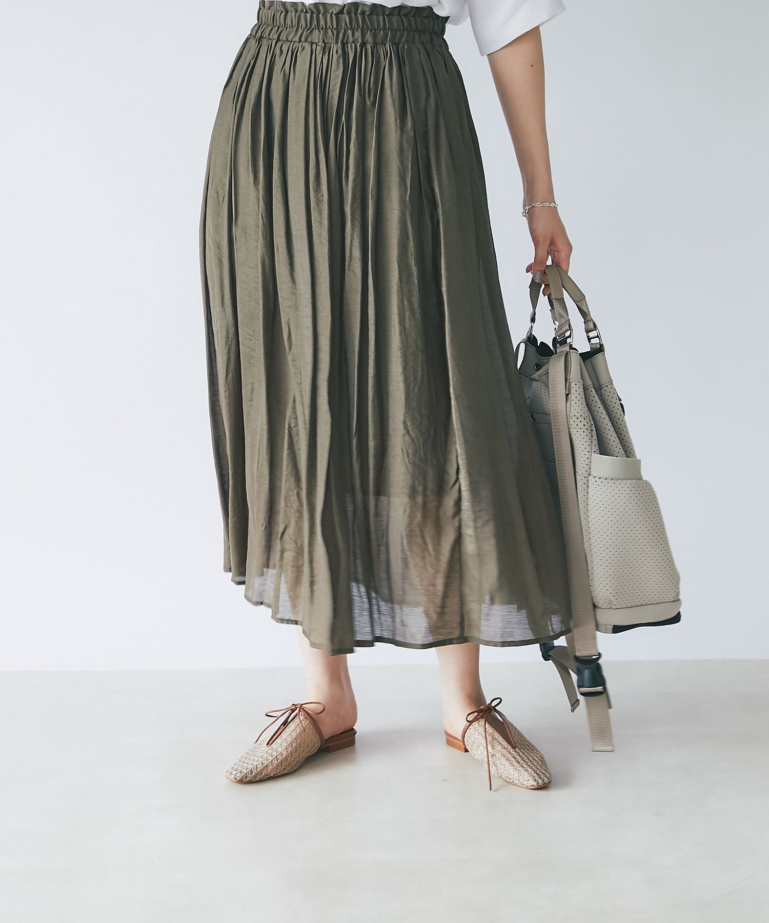 un dix cors(アンディコール) 【きらめく揺れ感】オーガンジーウエストフリルギャザースカート