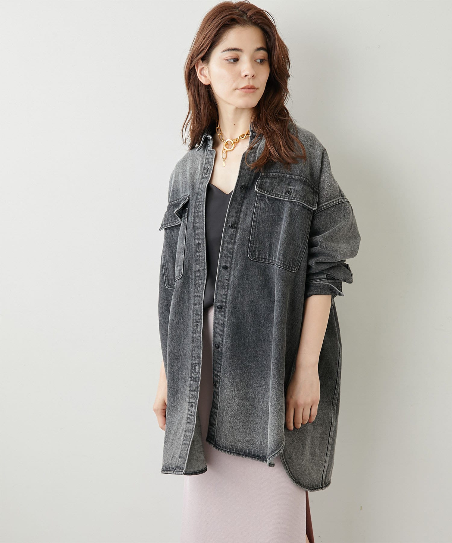 ウィムガゼットDENIMシャツワンピース - シャツ/ブラウス(長袖/七分)