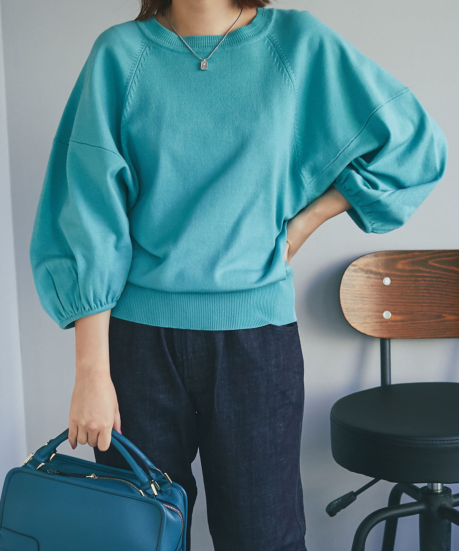 un dix cors(アンディコール) 【完成されたシルエット】麻タッチボリューム袖ニット