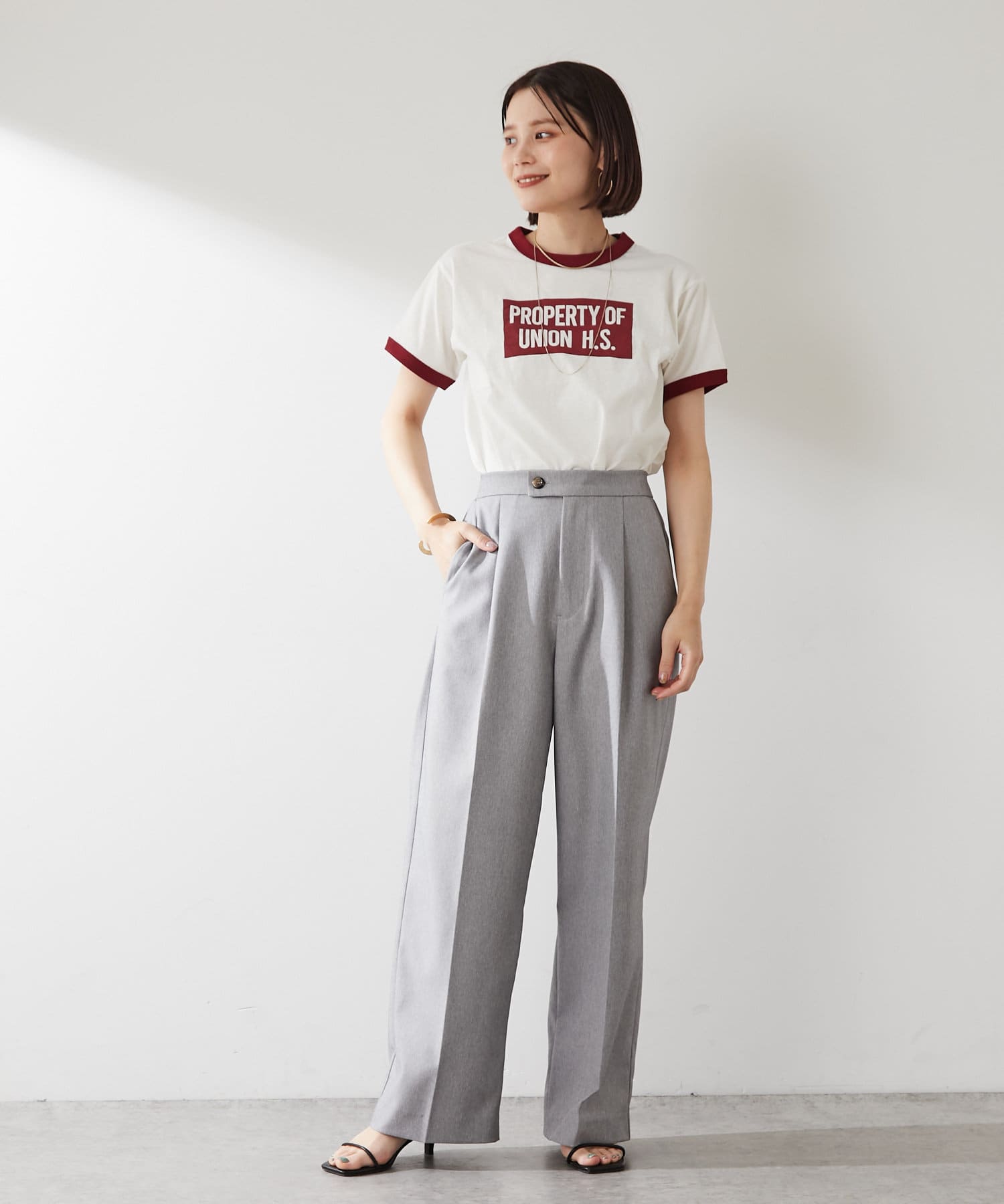 Omekashi(オメカシ) プリントリンガーTシャツ